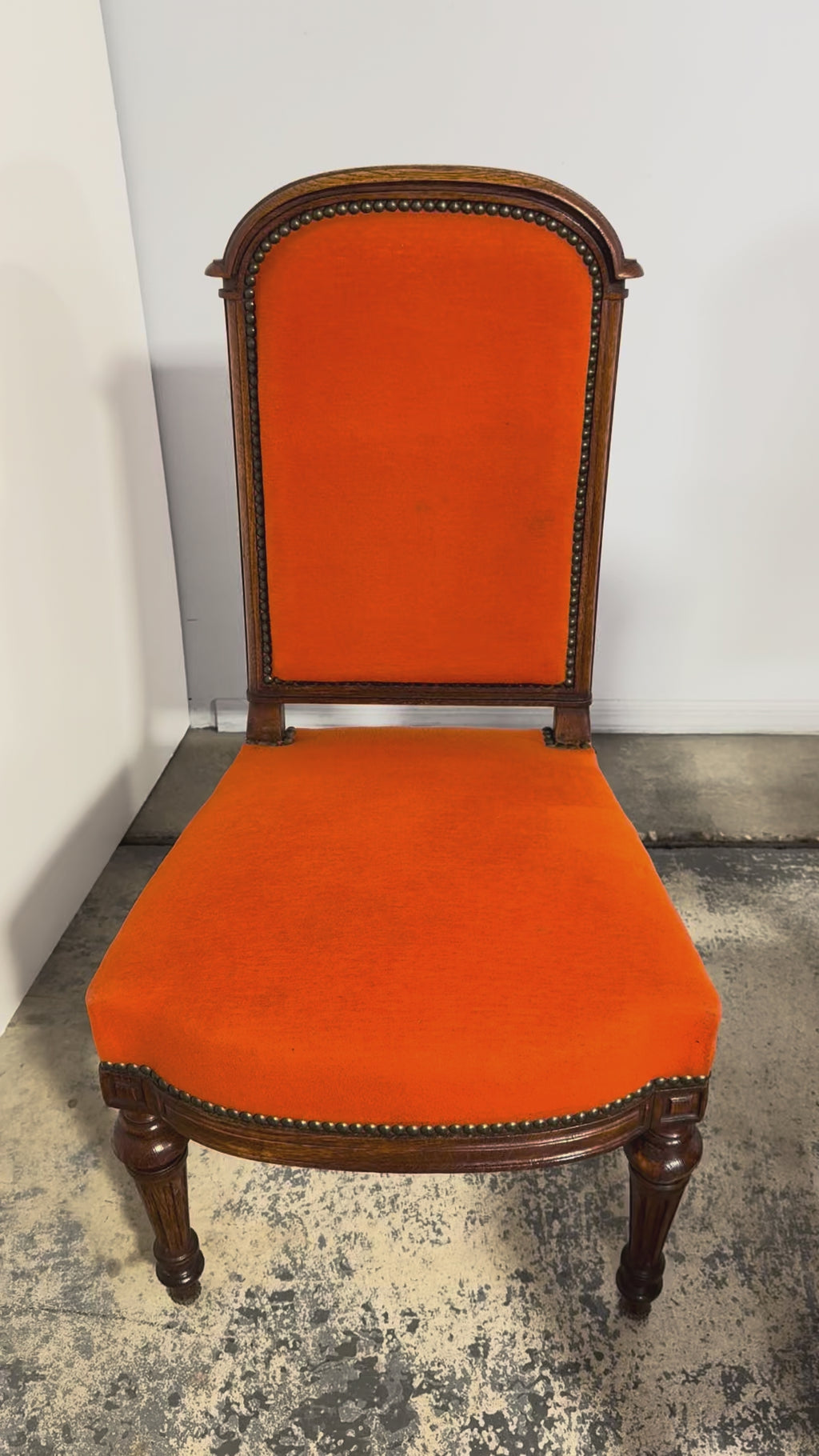 Antique French Napoleon III Style Oak Dining Chairs - Set of 12
