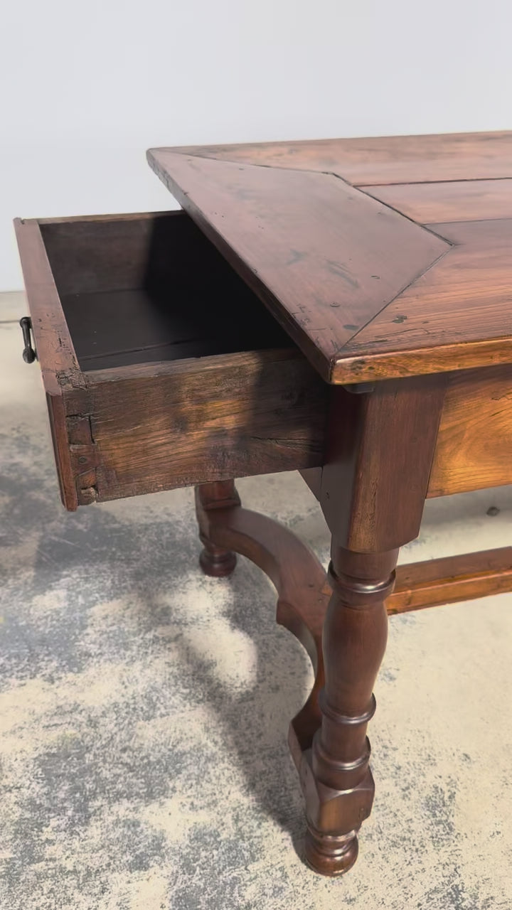 Late 19th Century French Provincial Fruitwood Trestle Dining Table
