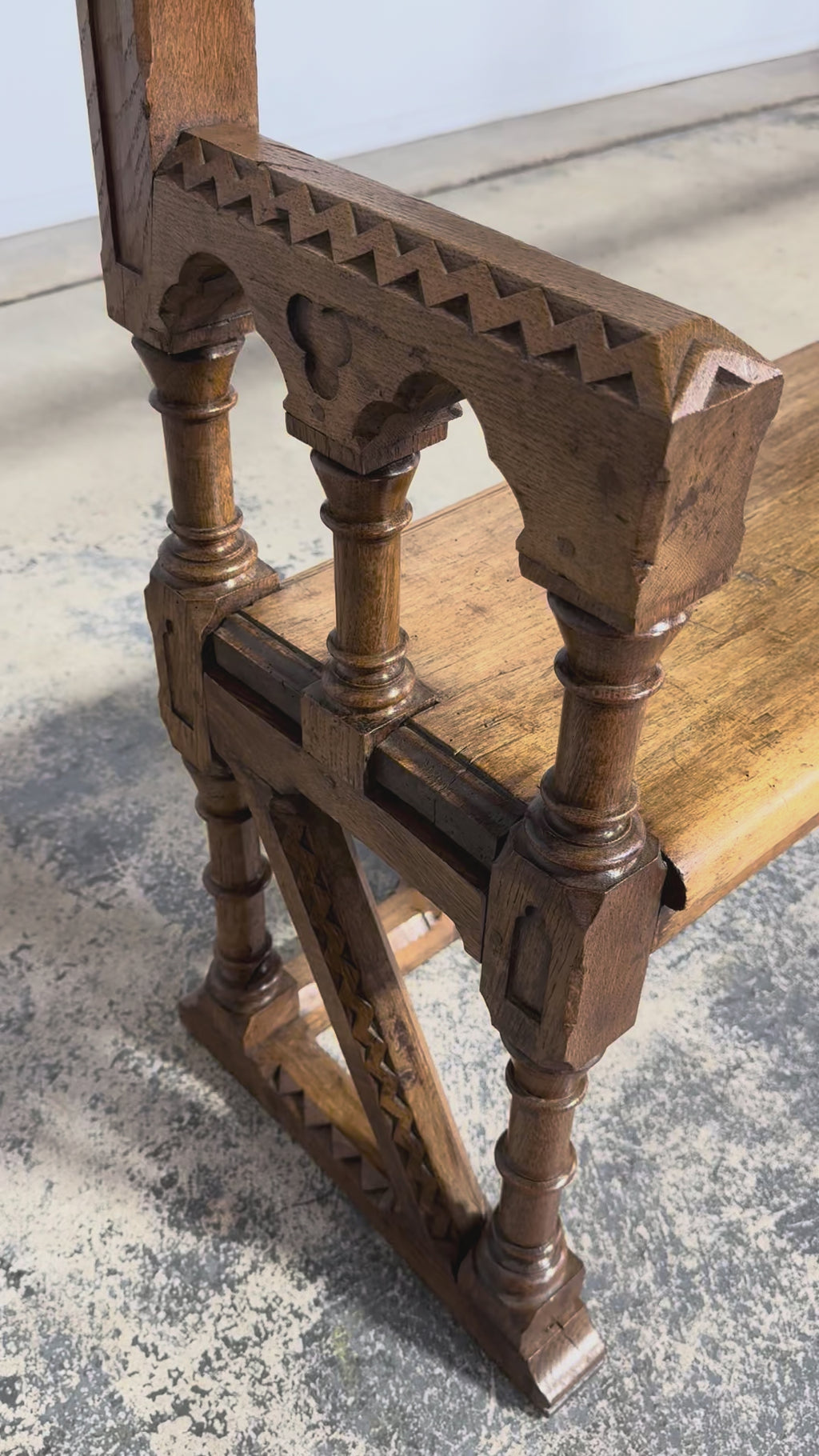 Mid-19th Century French Gothic Revival Oak Church Bench
