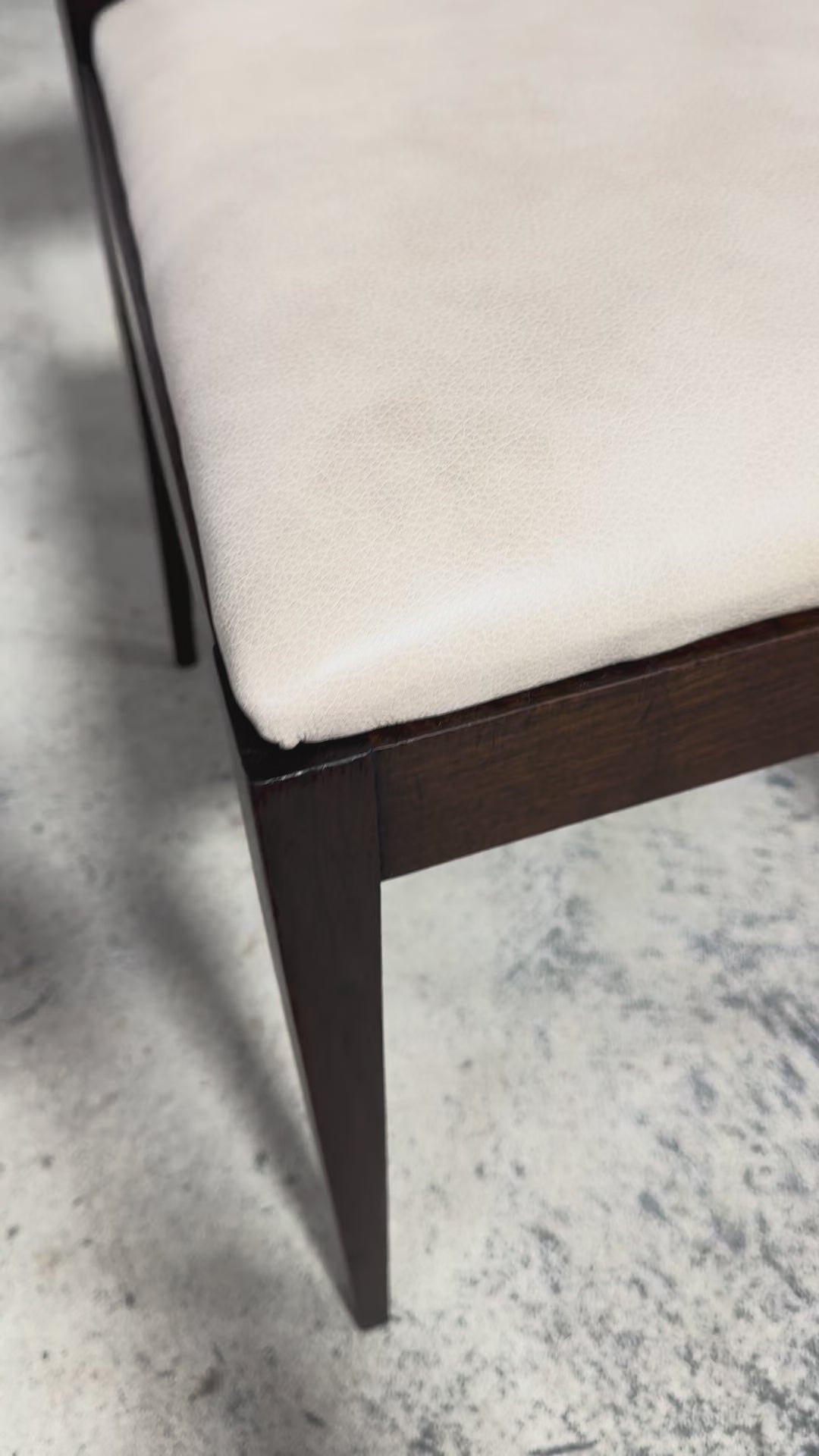 1930s French Art Deco Mahogany Side Chair W/ Cream Leather