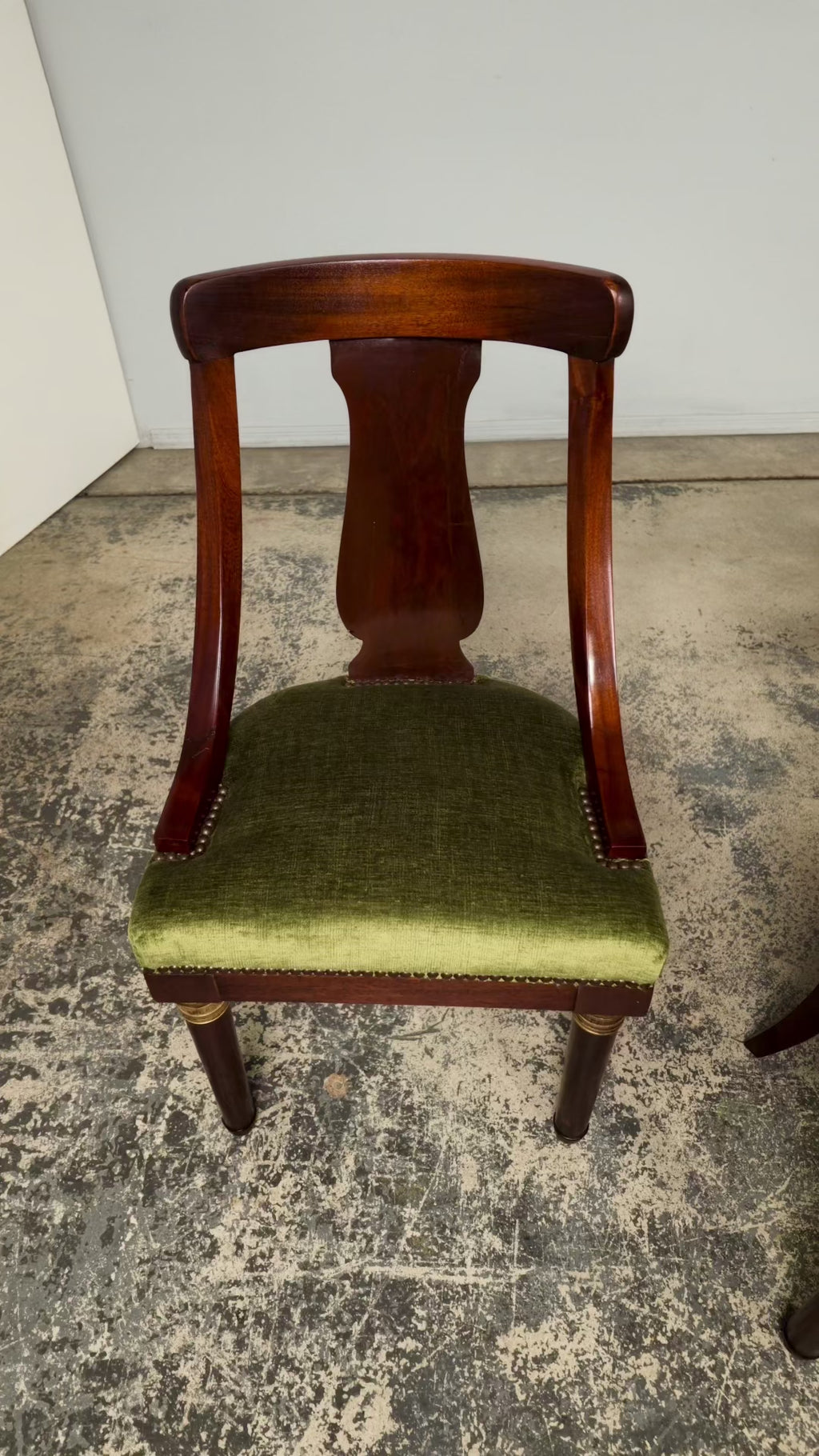 Set of 8 Early 19th Century French Empire Mahogany Gondola Dining Chairs