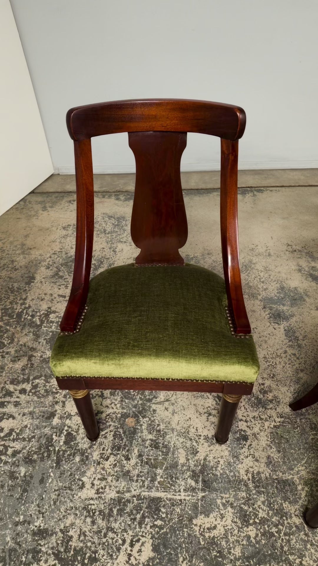 Set of 8 Early 19th Century French Empire Mahogany Gondola Dining Chairs