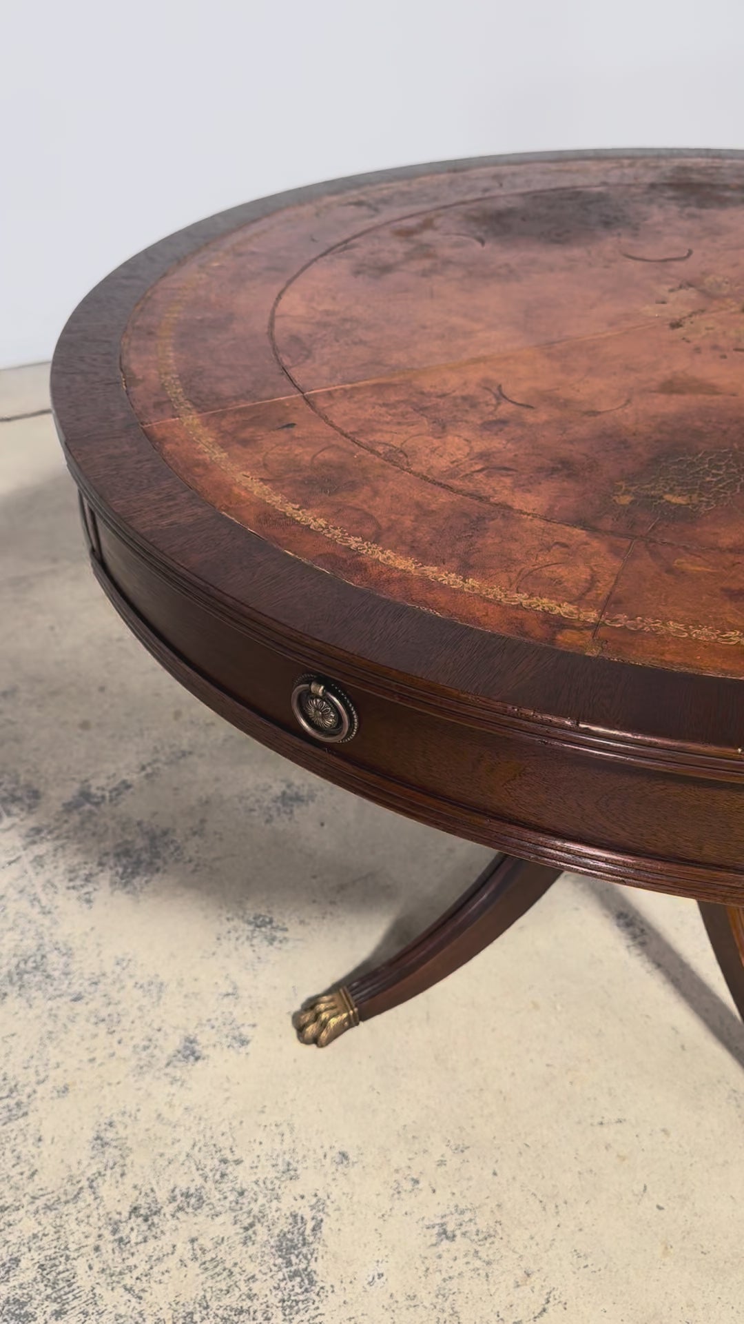 Early 20th Century English Regency Revival Leather Top Center Table