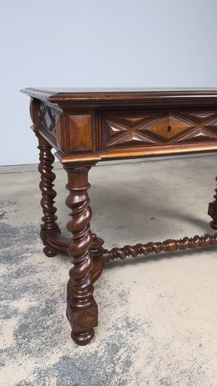 Late 19th Century French Louis XIII Style Walnut Writing Table