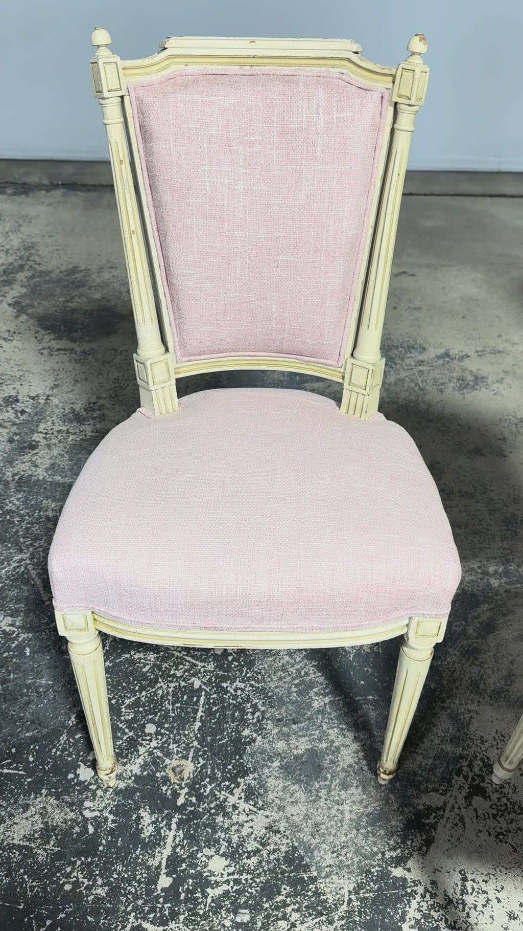 Antique French Louis XVI Style Painted Dining Chairs in Blush Pink - Set of 6