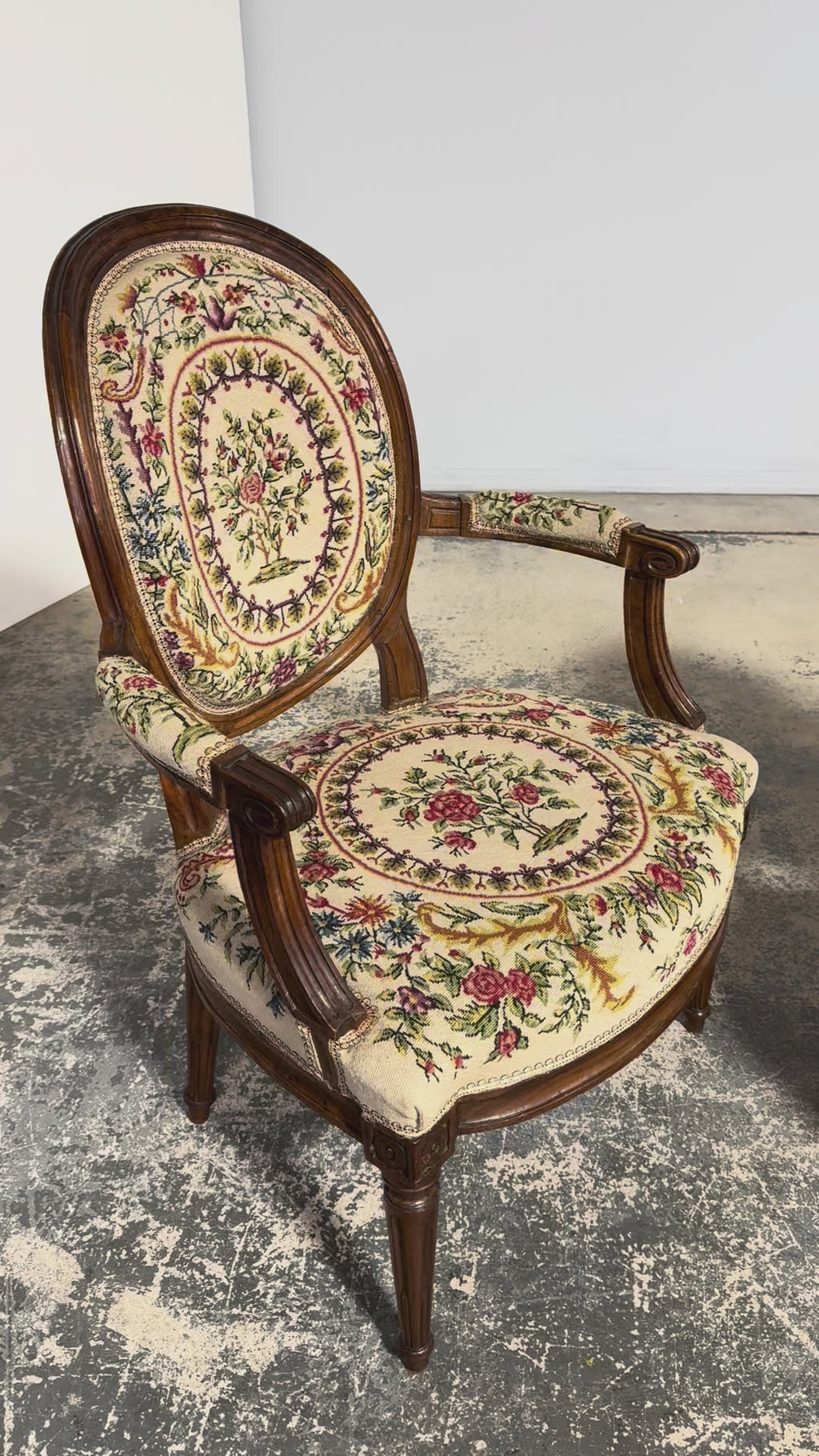 Set of Six Late 19th Century French Louis XVI Style Walnut Chairs with Pair of Fauteuils