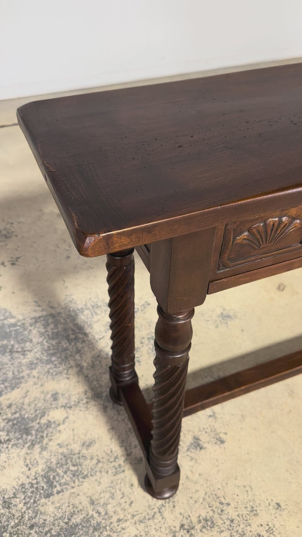 Early 20th Century Spanish Walnut Console Table with Barley Twist Legs