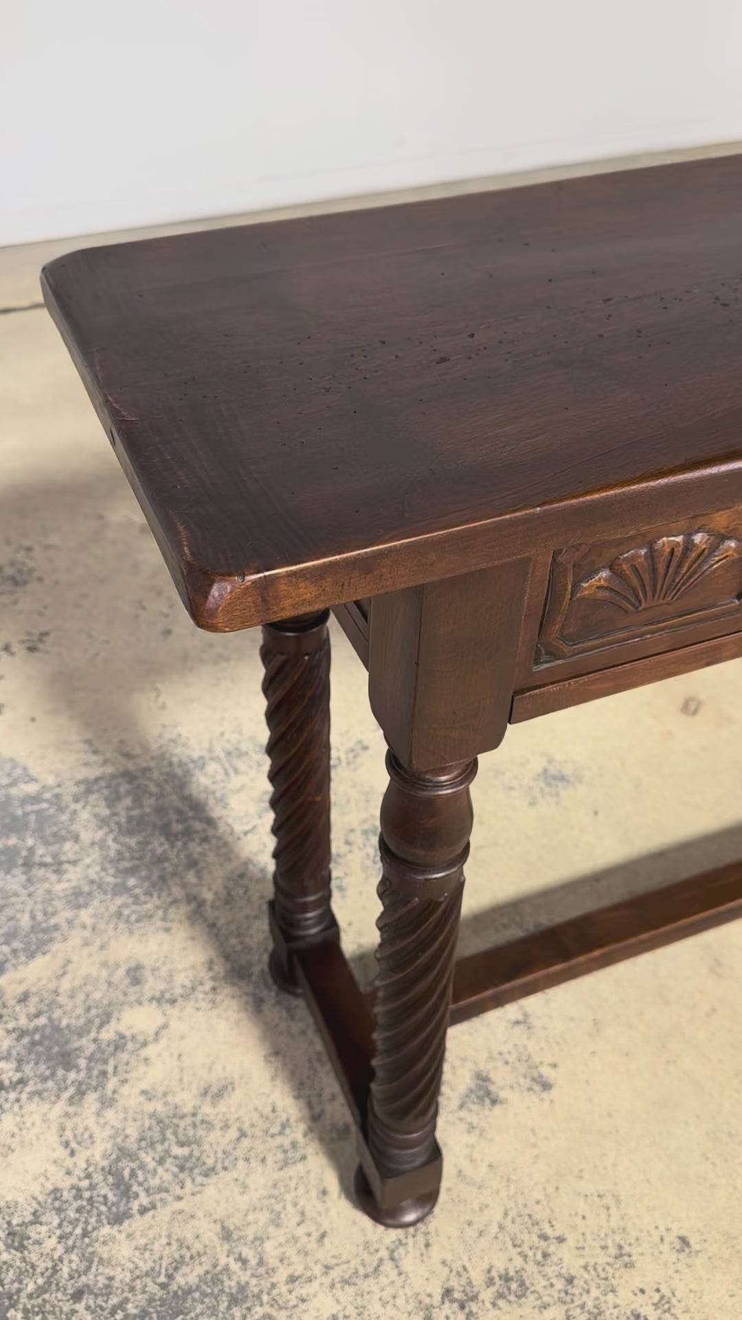Early 20th Century Spanish Walnut Console Table with Barley Twist Legs