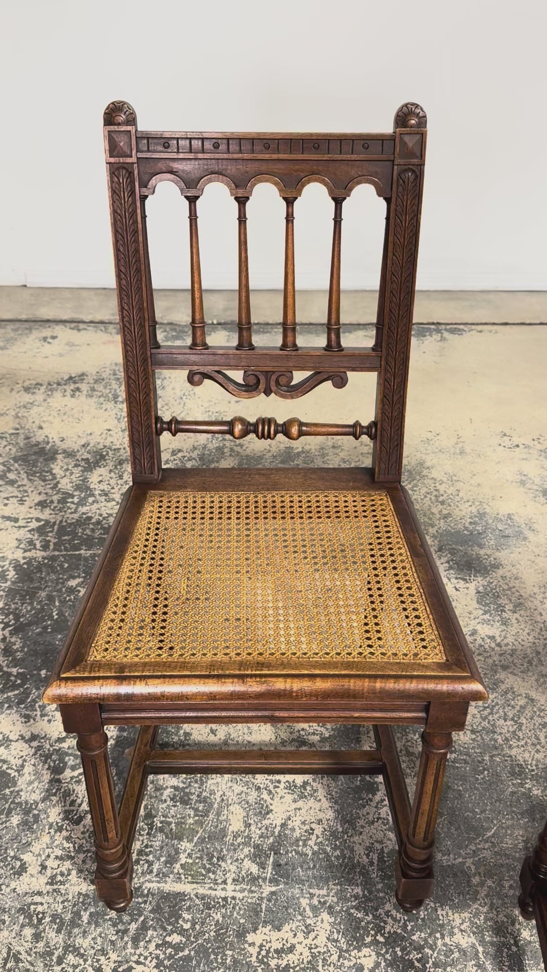 19th Century French Louis XIII Style Walnut and Cane Dining Chairs - Set of 8