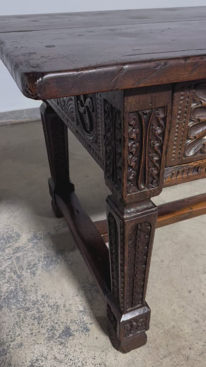 Early 19th Century Spanish Baroque Carved Mixed Wood Writing Desk