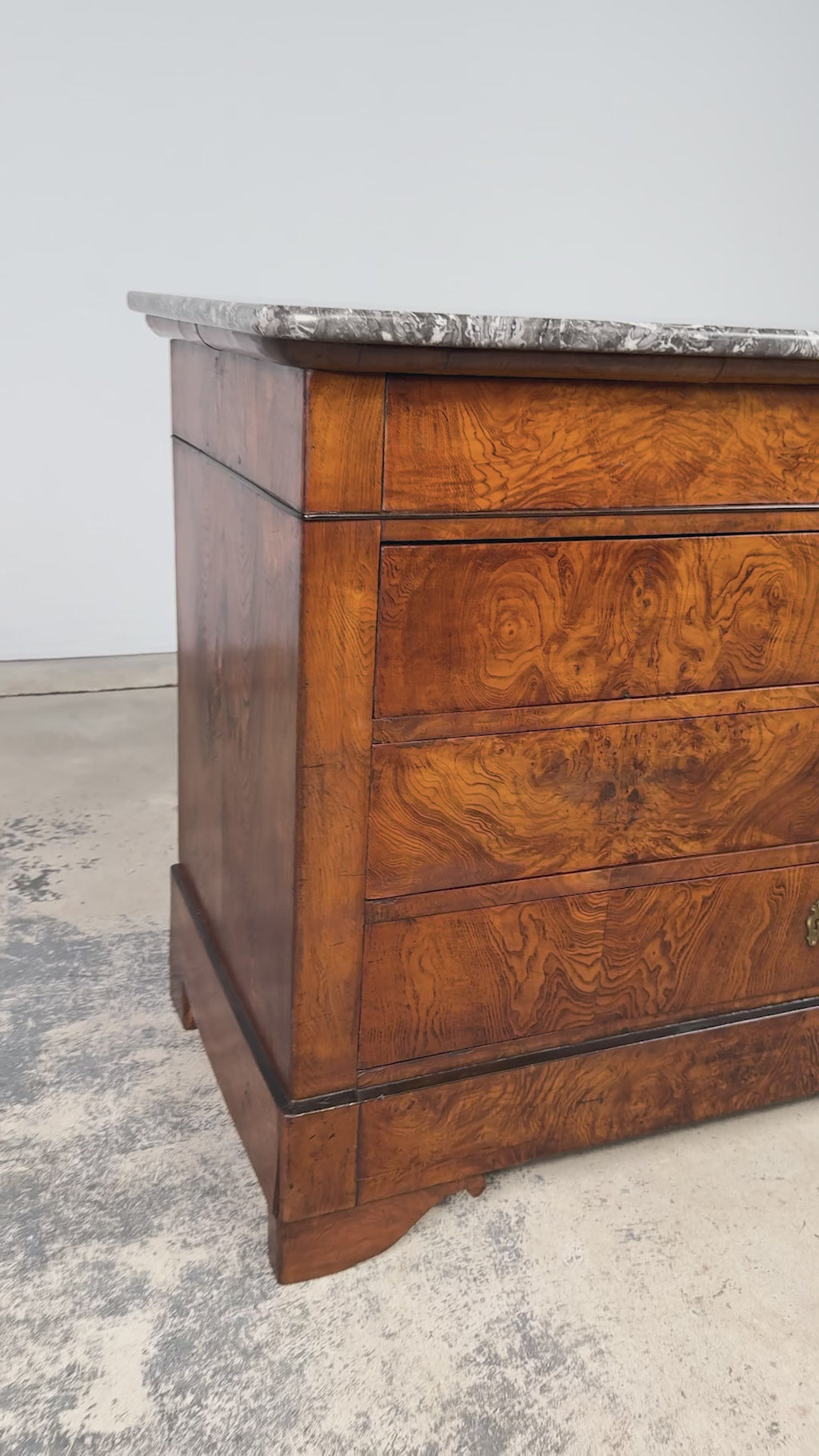 Mid-19th Century French Louis Philippe Walnut Commode with Gray Marble Top