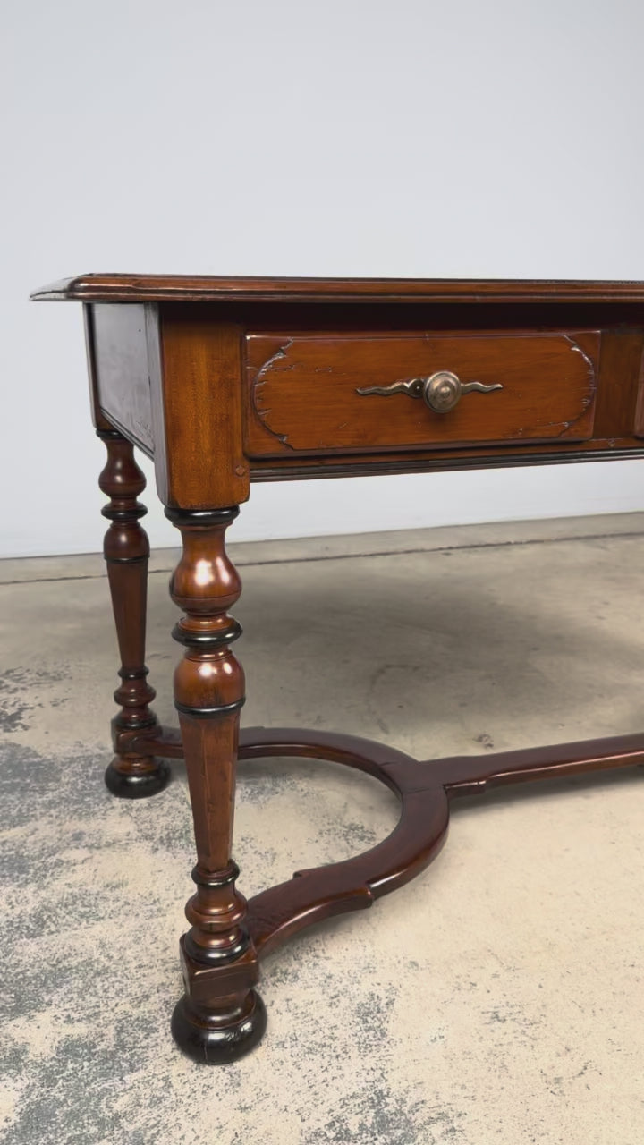 Late 19th Century French Louis XIV Style Walnut Writing Table with Three Drawers