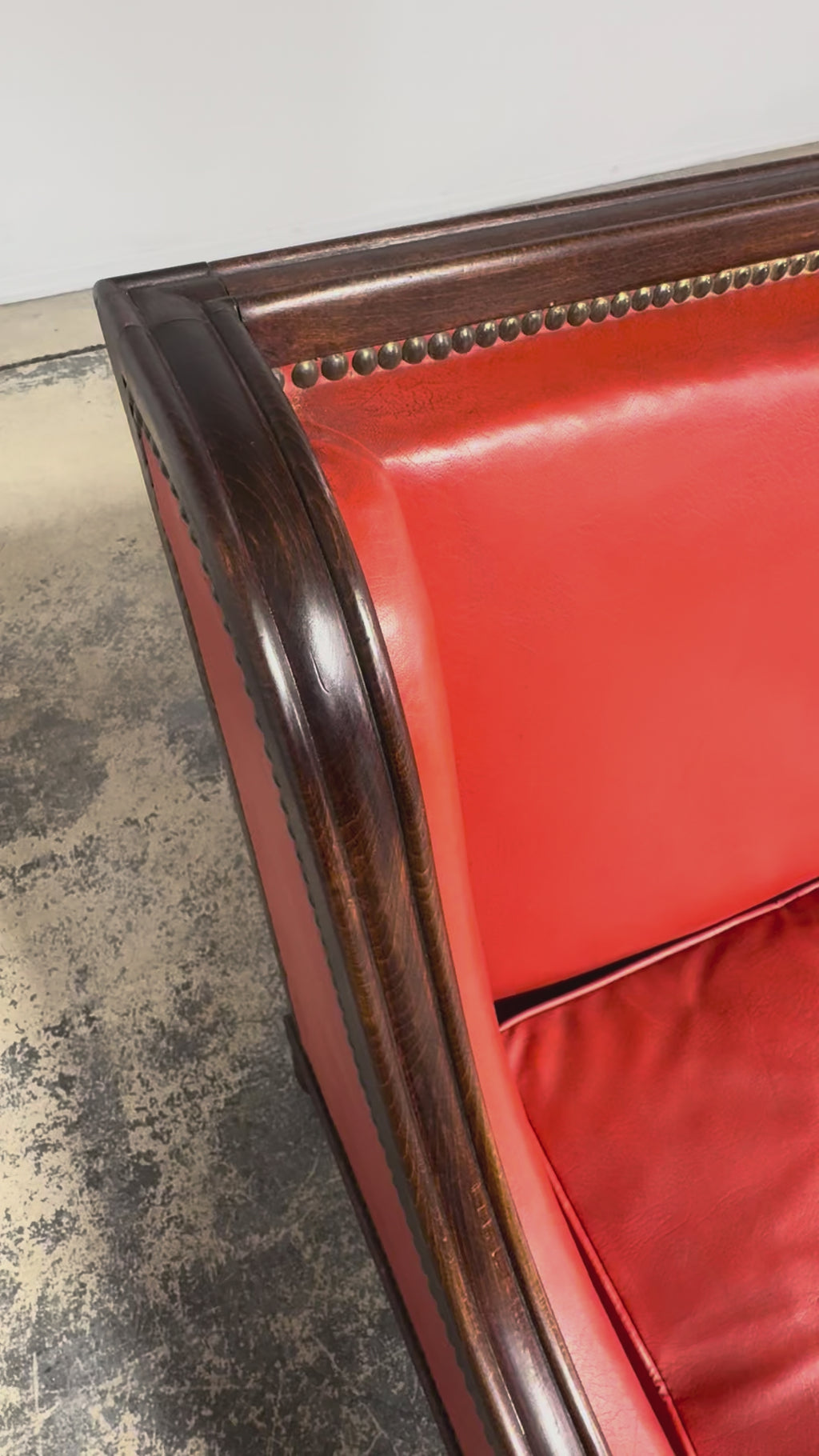 1930s French Art Deco Oak Canape in Faux Leather