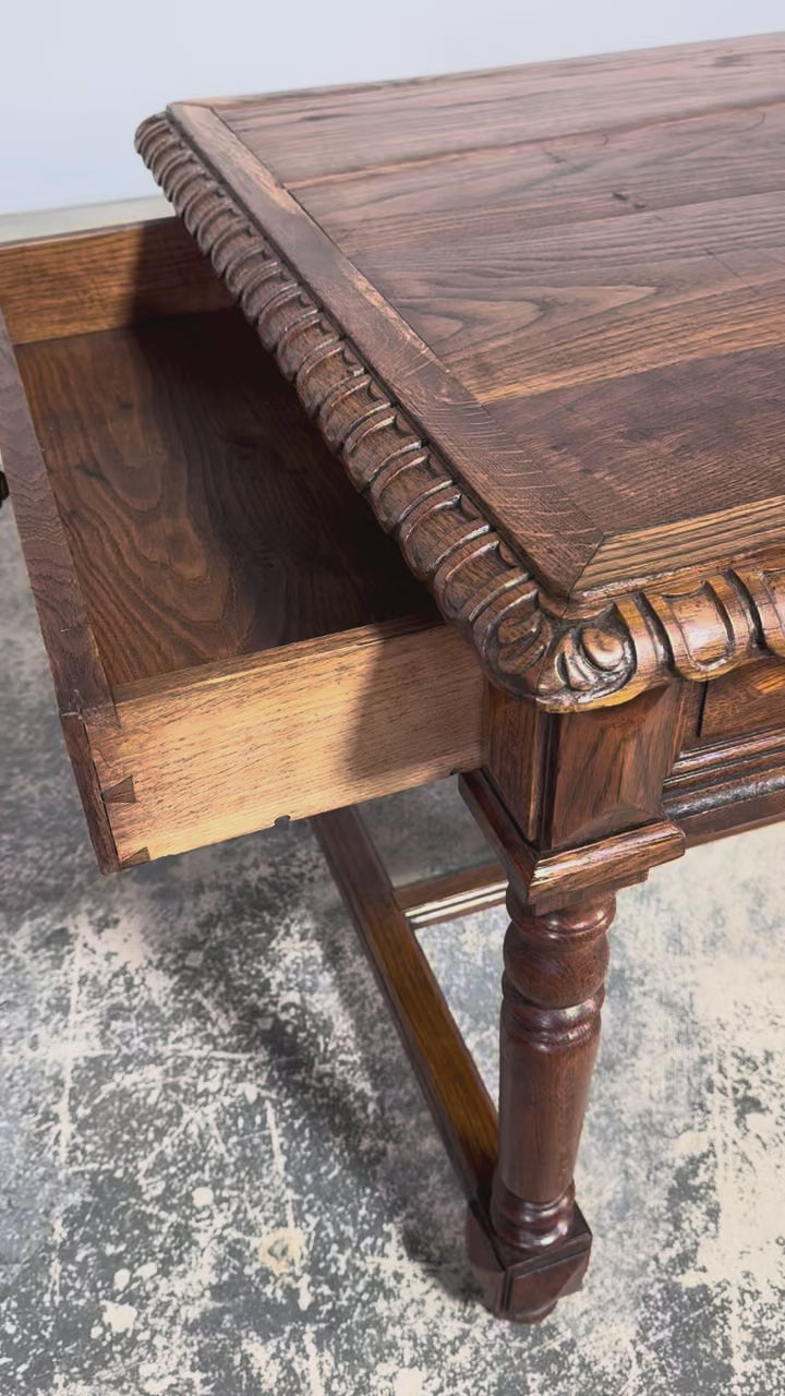 Late 19th Century French Louis XIII Style Oak Writing Table
