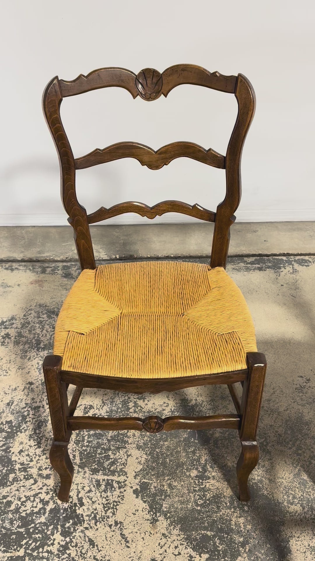 ON HOLD 19th Century French Provincial Ladder Back Maple Dining Chairs W/ Rust Seats - Set of 8
