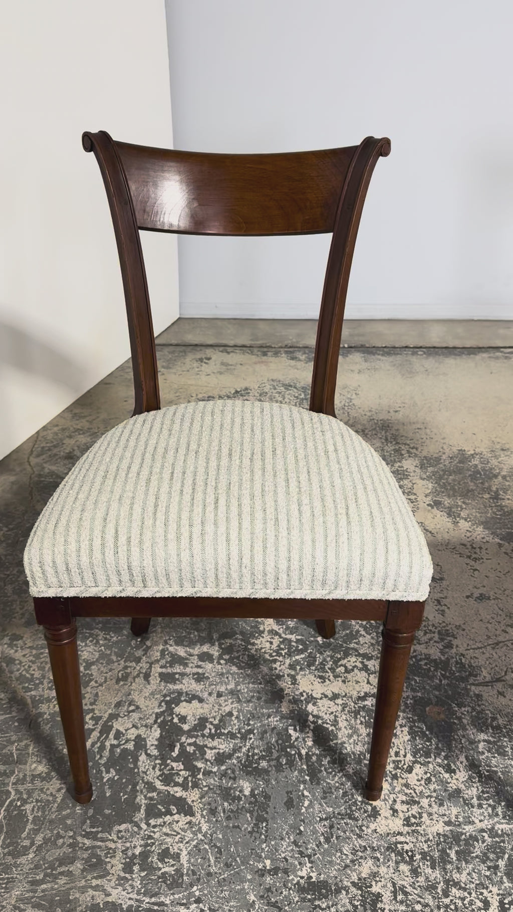 Set of 8 French Directoire Walnut Dining Chairs, Early 19th Century