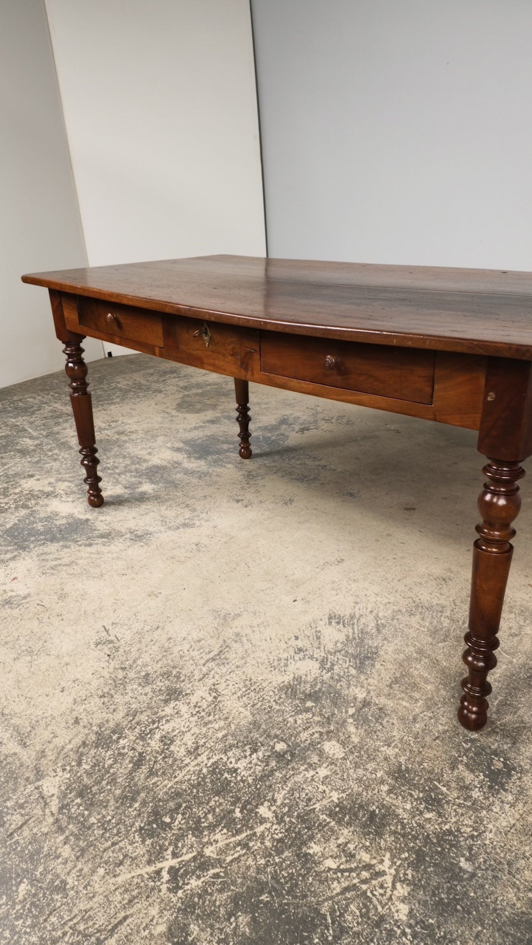 Mid-19th Century French Louis Philippe Walnut Writing Table with Three Drawers
