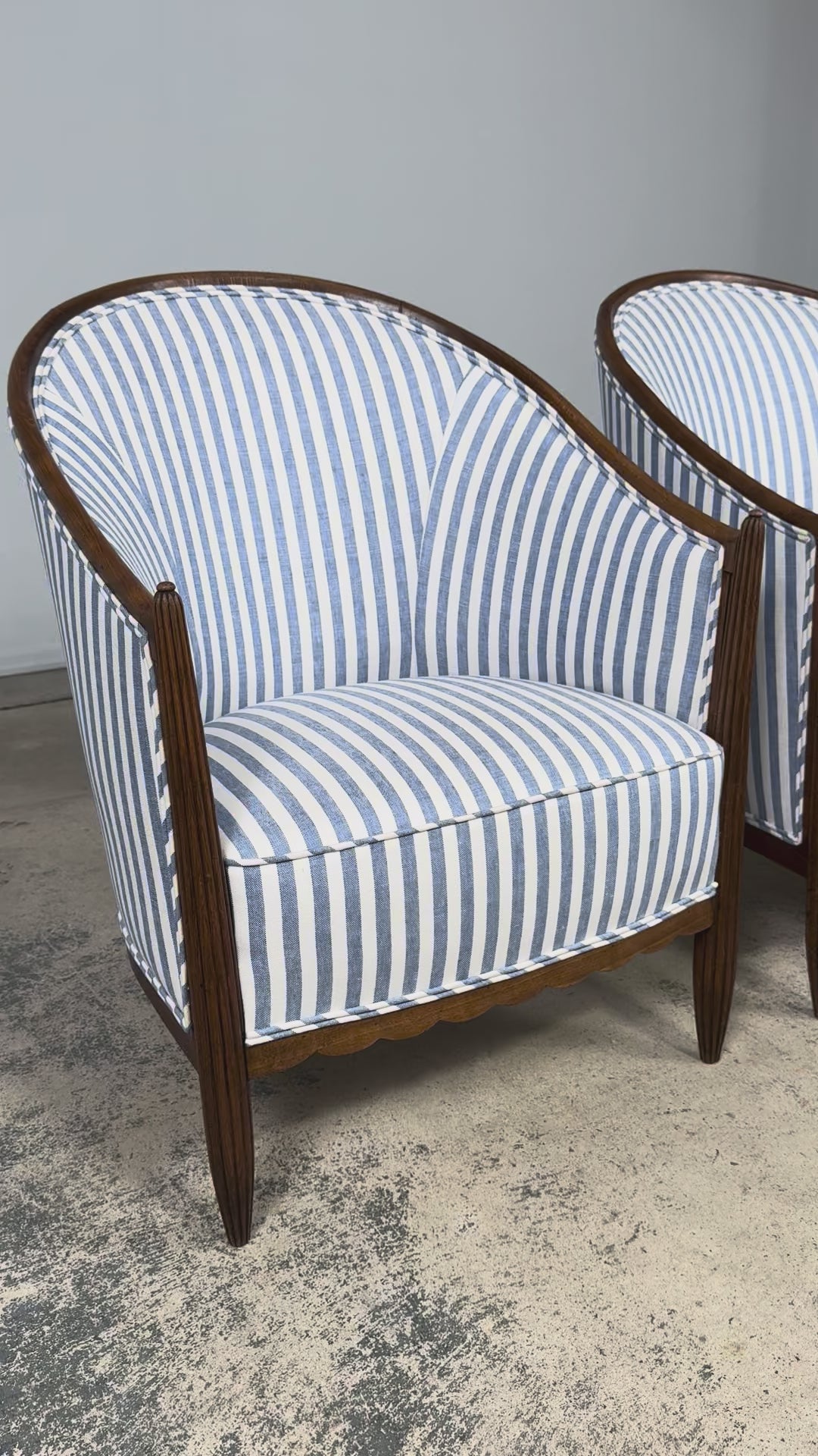 Pair of French Art Deco Maple Gondola Barrel Chairs, Provence, circa 1925