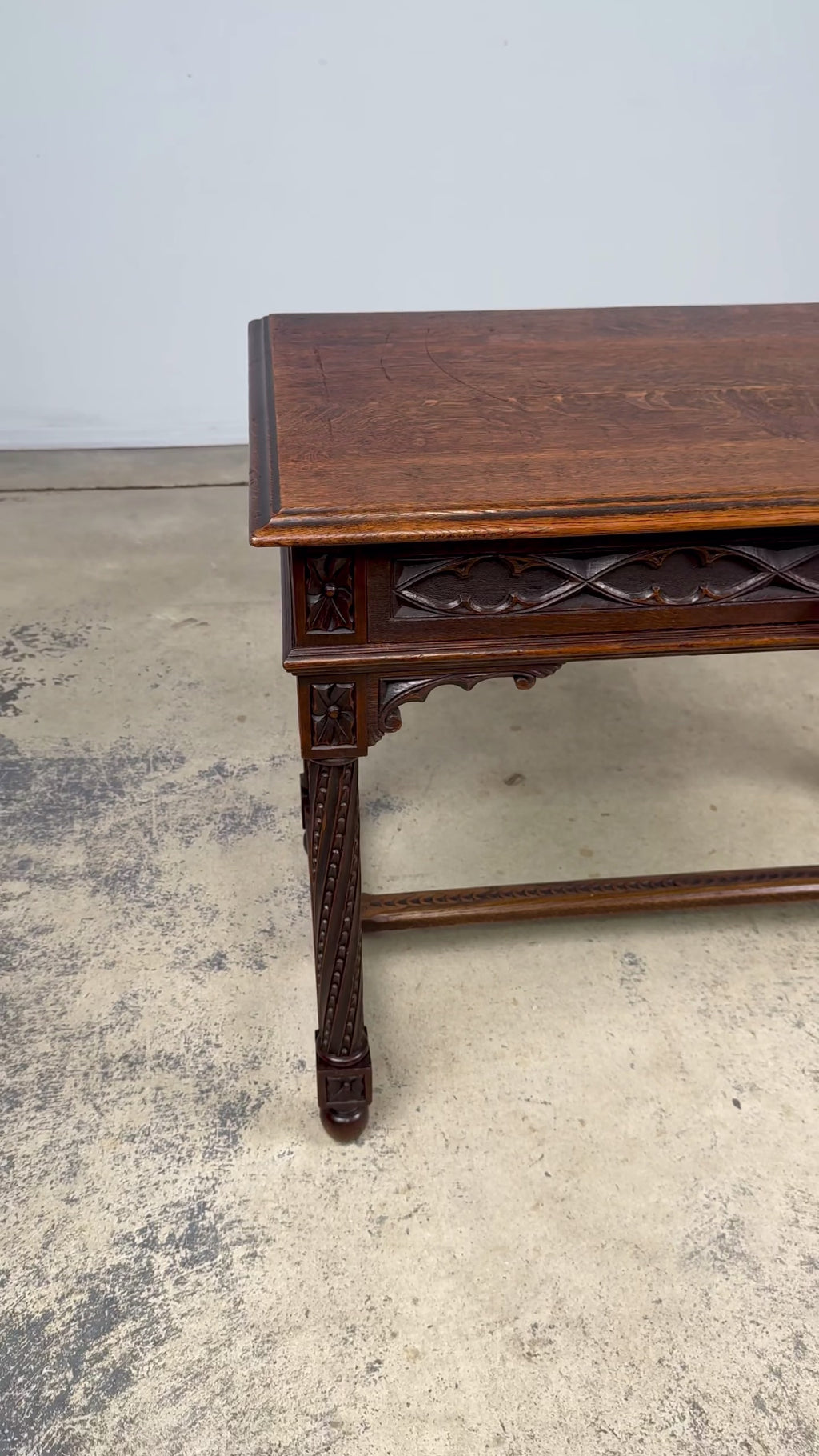 Late 19th Century French Gothic Revival Carved Oak Writing Desk