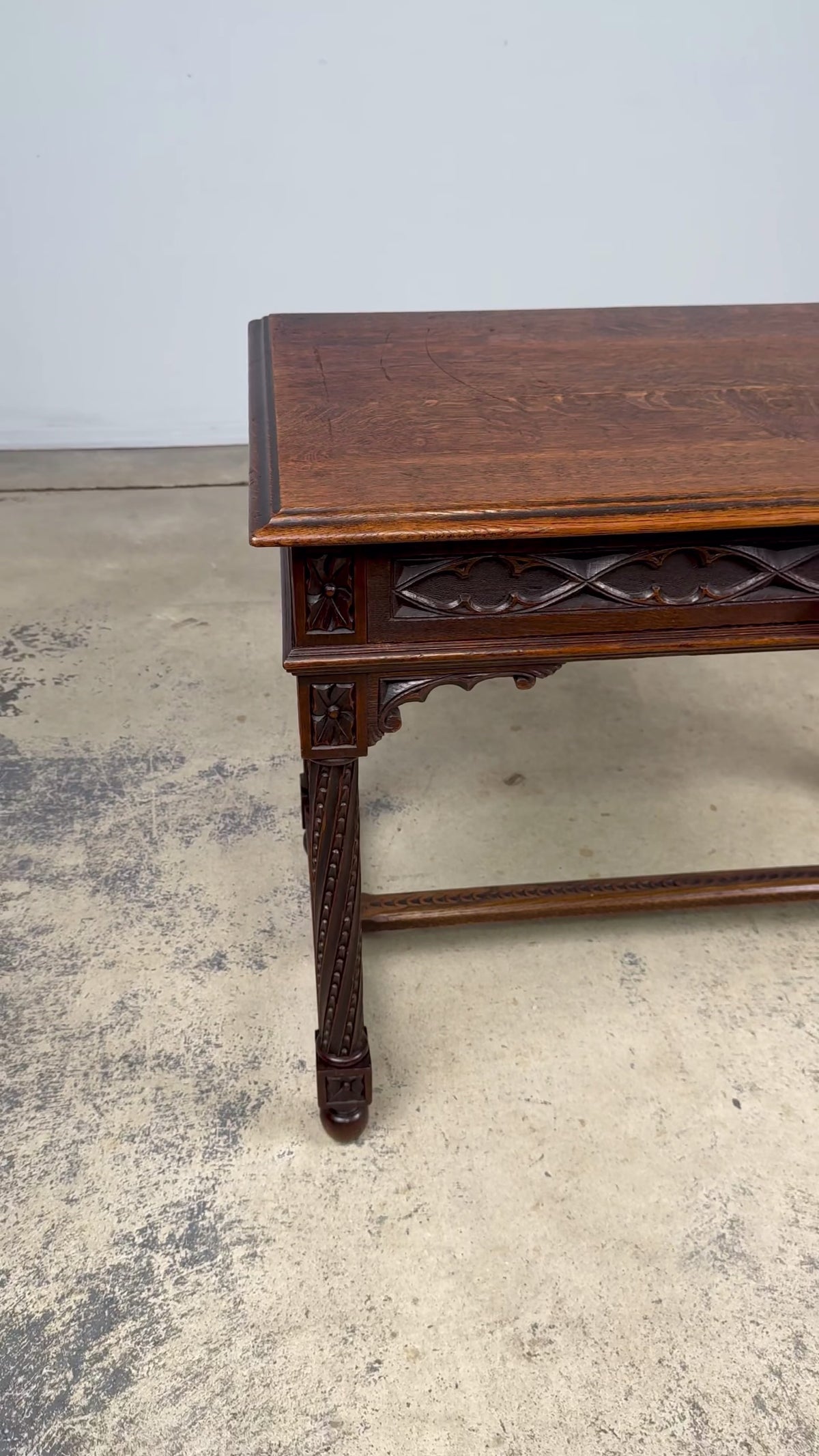 Late 19th Century French Gothic Revival Carved Oak Writing Desk