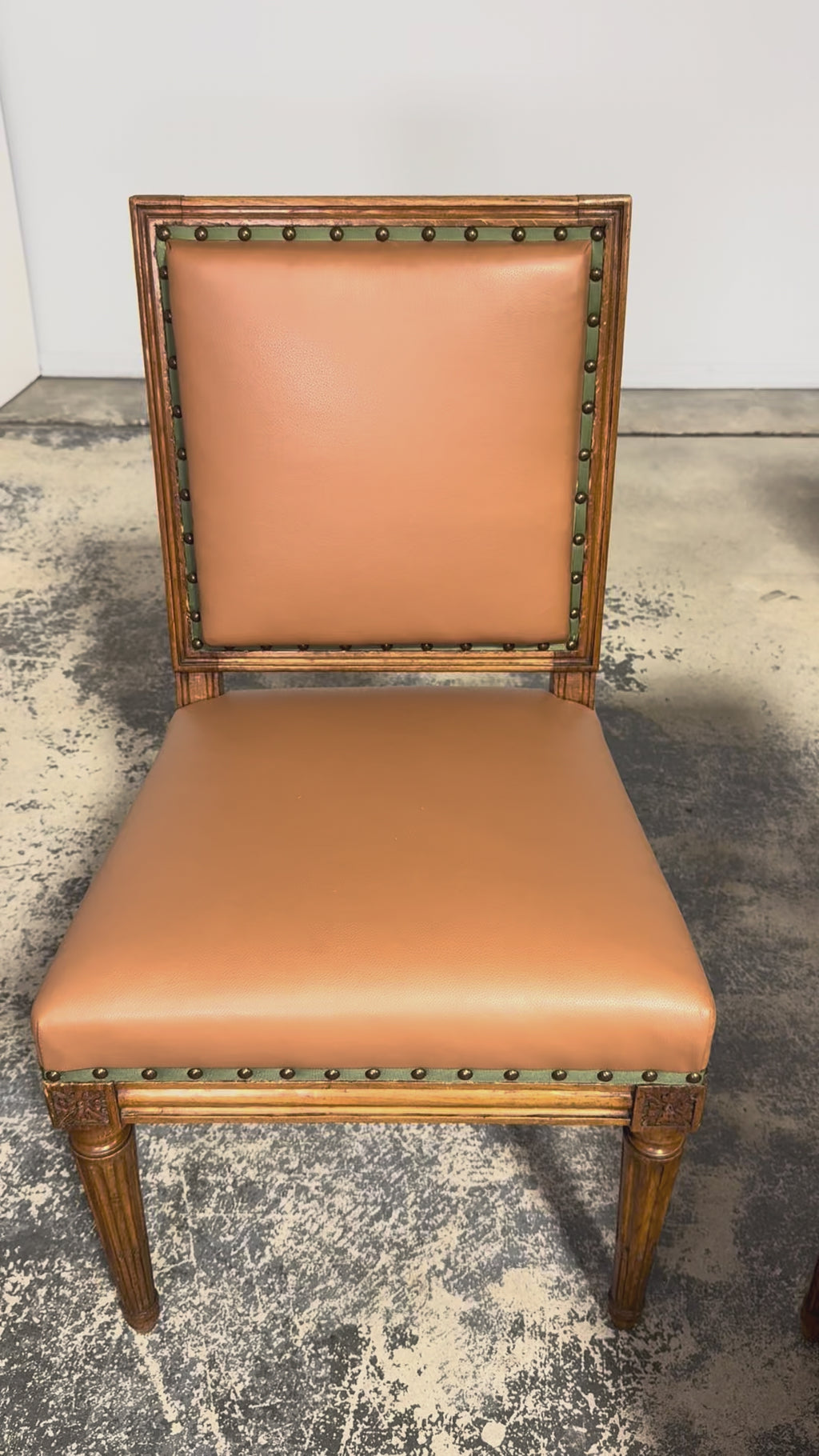 Late 19th Century French Louis XVI Style Dining Chairs in Tan Leather, Set of 6