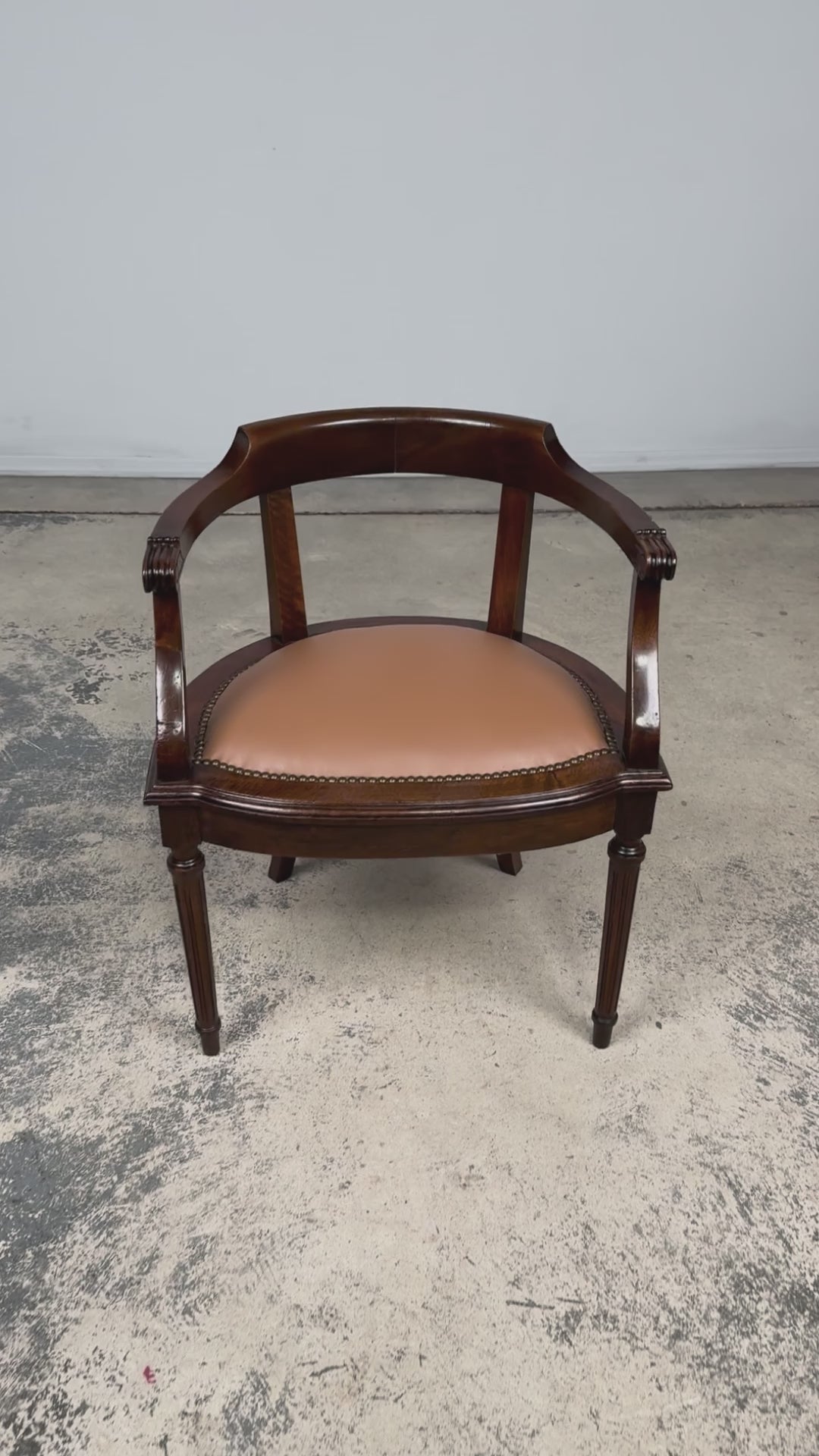 Late 19th Century French Empire Style Mahogany Barrel Back Desk Chair
