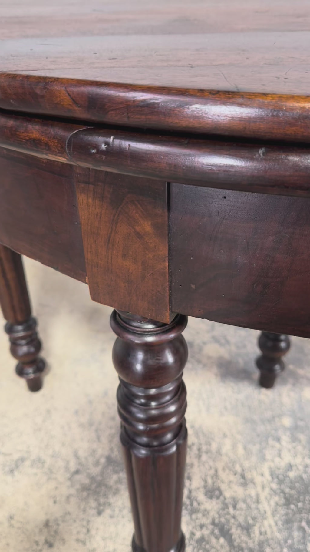 19th Century French Louis Philippe Style Demilune Walnut Folding Console Table