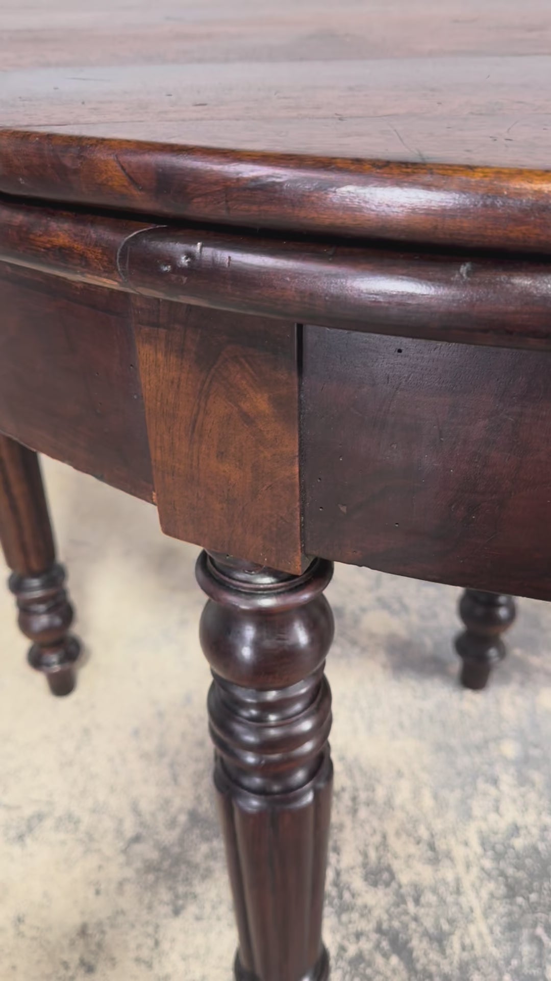 19th Century French Louis Philippe Style Demilune Walnut Folding Console Table