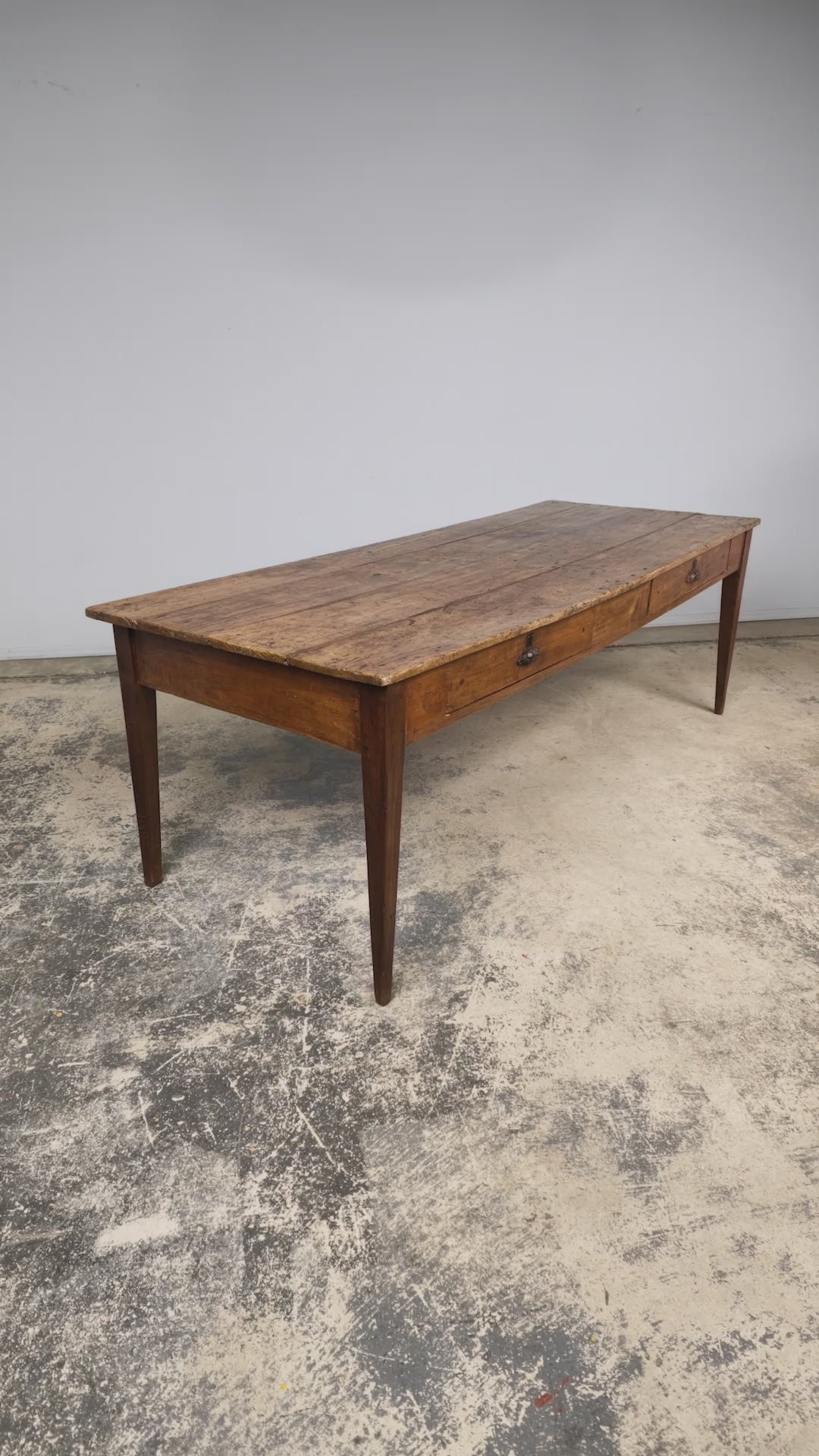Early 19th Century French Provincial Fruitwood Farmhouse Table with Two Drawers