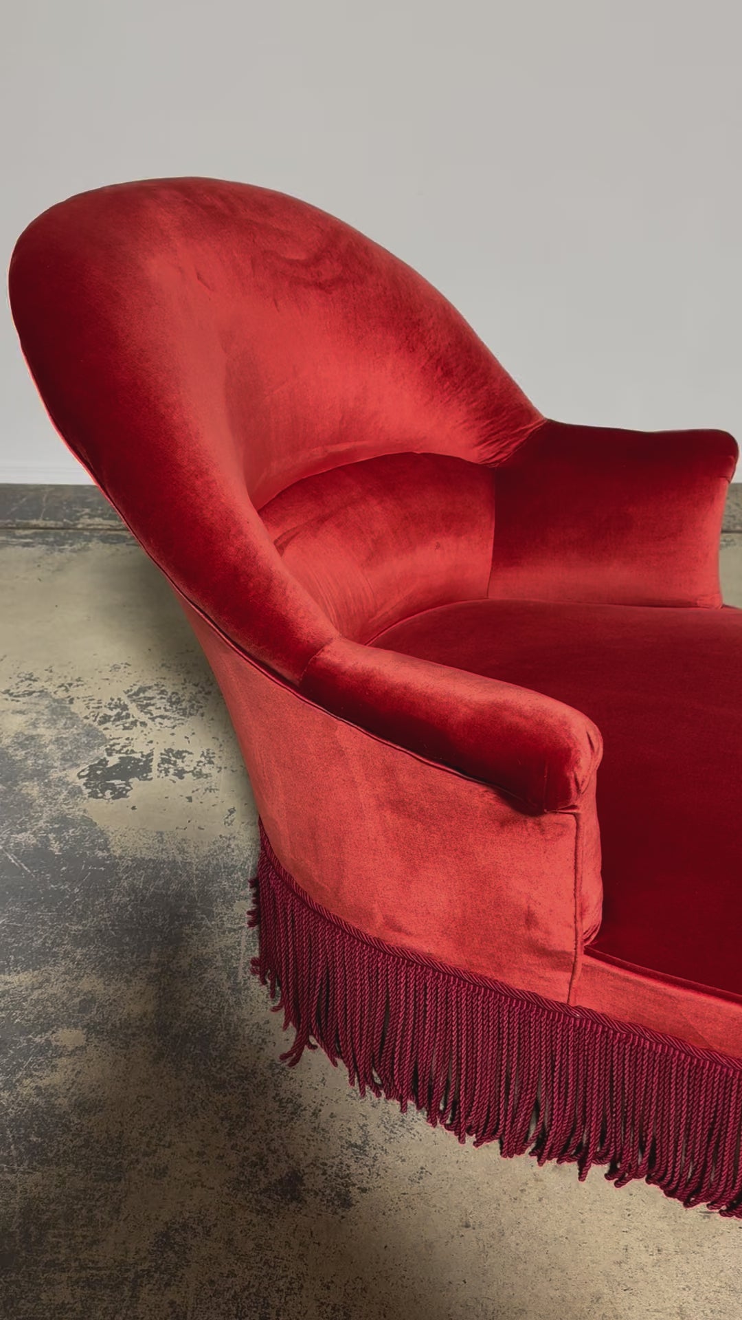 19th Century French Napoleon III Chaise Lounge W/ Red Velvet