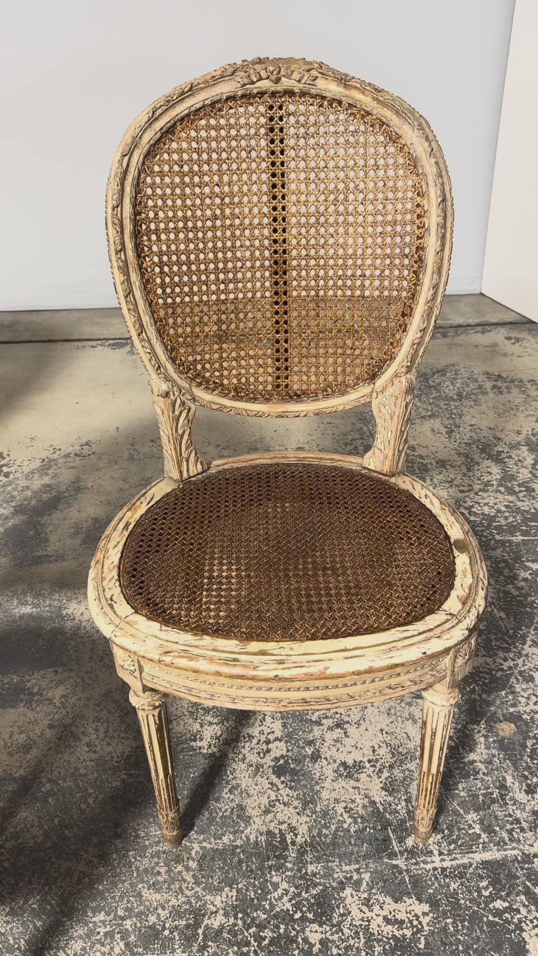 Early 19th Century French Louis XVI Painted Cane Dining Chairs - Set of 10