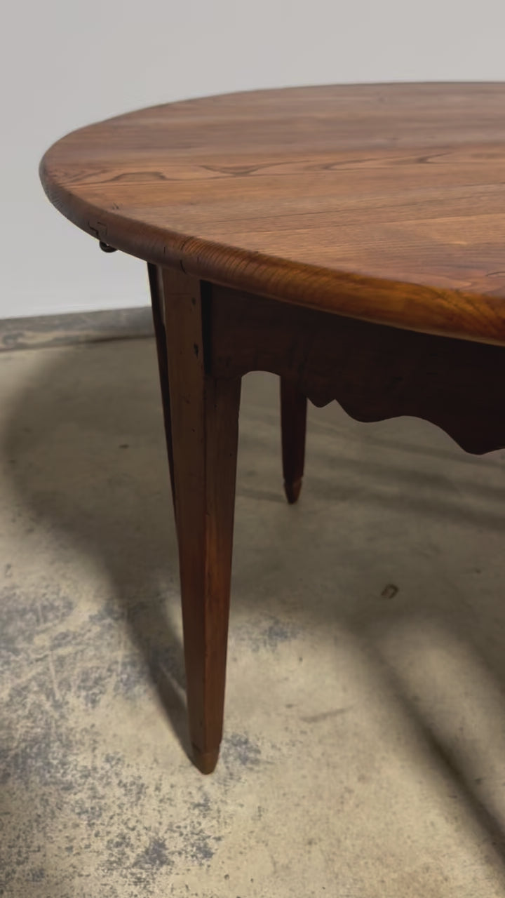 19th Century Country French Provincial Fruitwood Off-Round Farmhouse Table