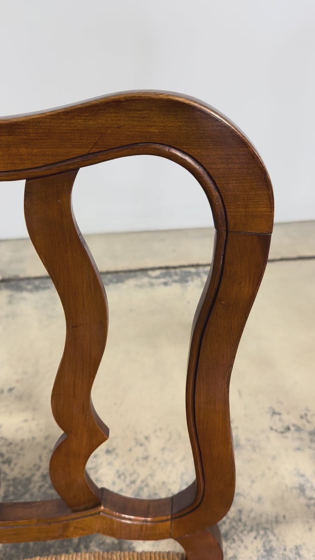 Antique French Provincial Walnut Dining Chairs with Rush Seats - Set of 8