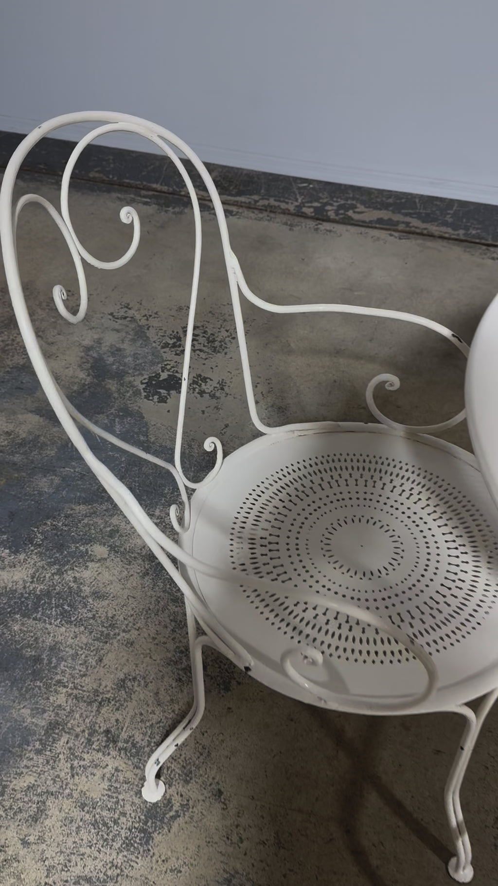 French Art Nouveau Style White Wrought Iron Painted Garden Set