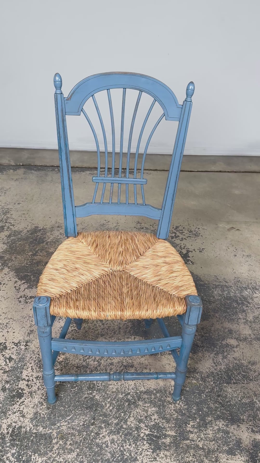 Set of 6 Early 20th Century French Louis XVI Style Painted Rush Dining Chairs