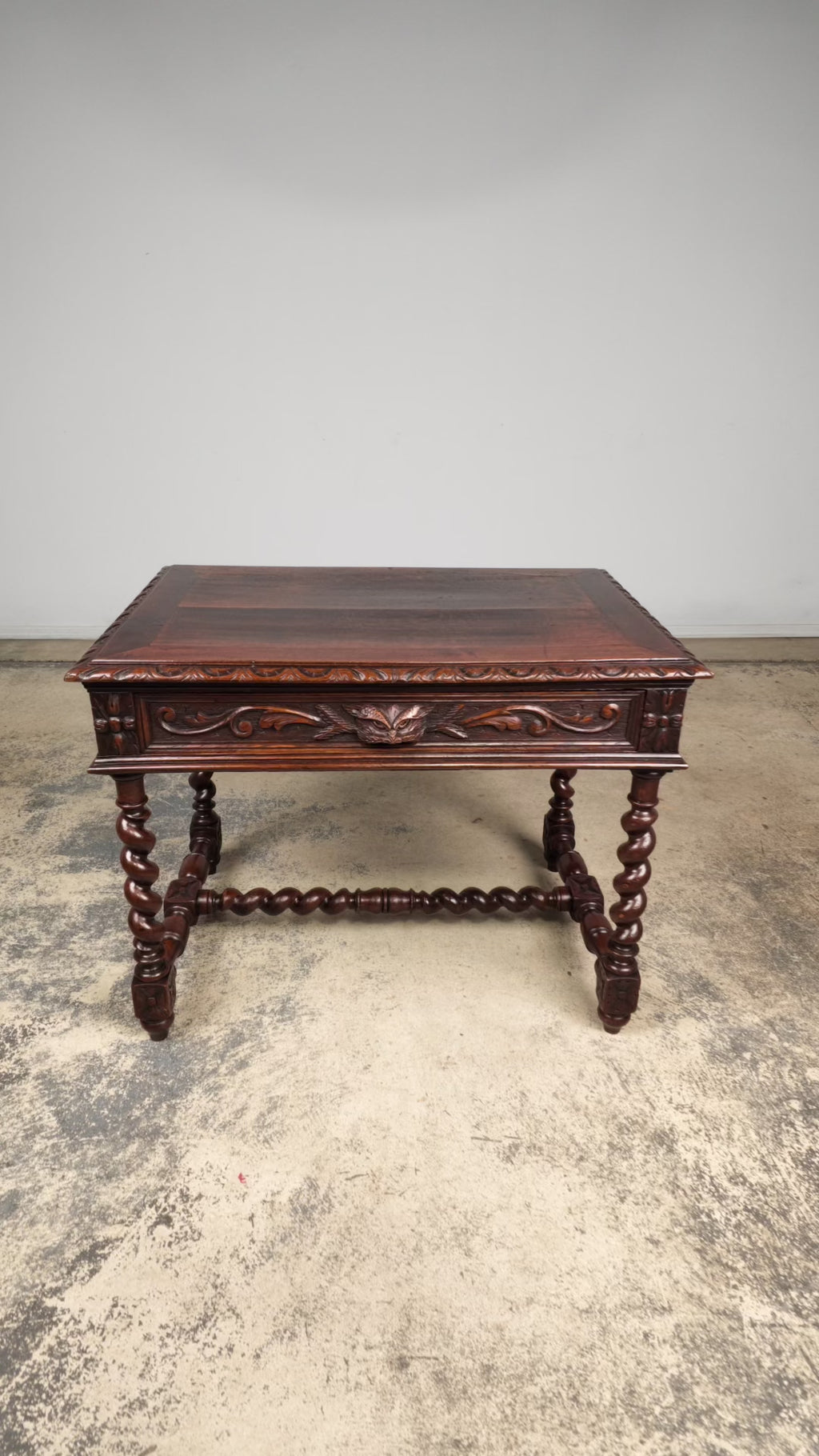 Late 19th Century French Henry II Carved Oak Writing Table