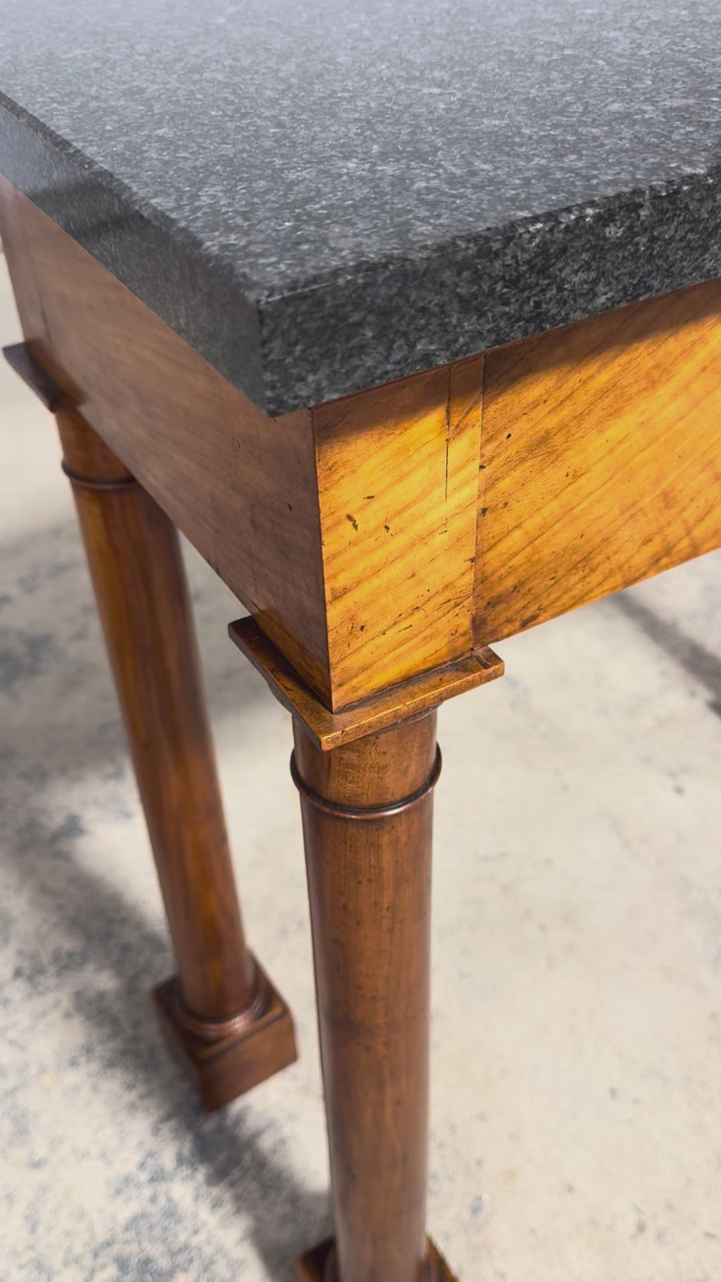 Early 19th Century French Empire Mahogany Console W/ Dark Gray Granite Top