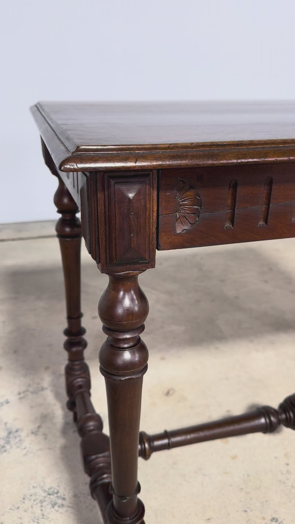 French Louis XIII Style Walnut Writing Table, Provence, Early 20th Century