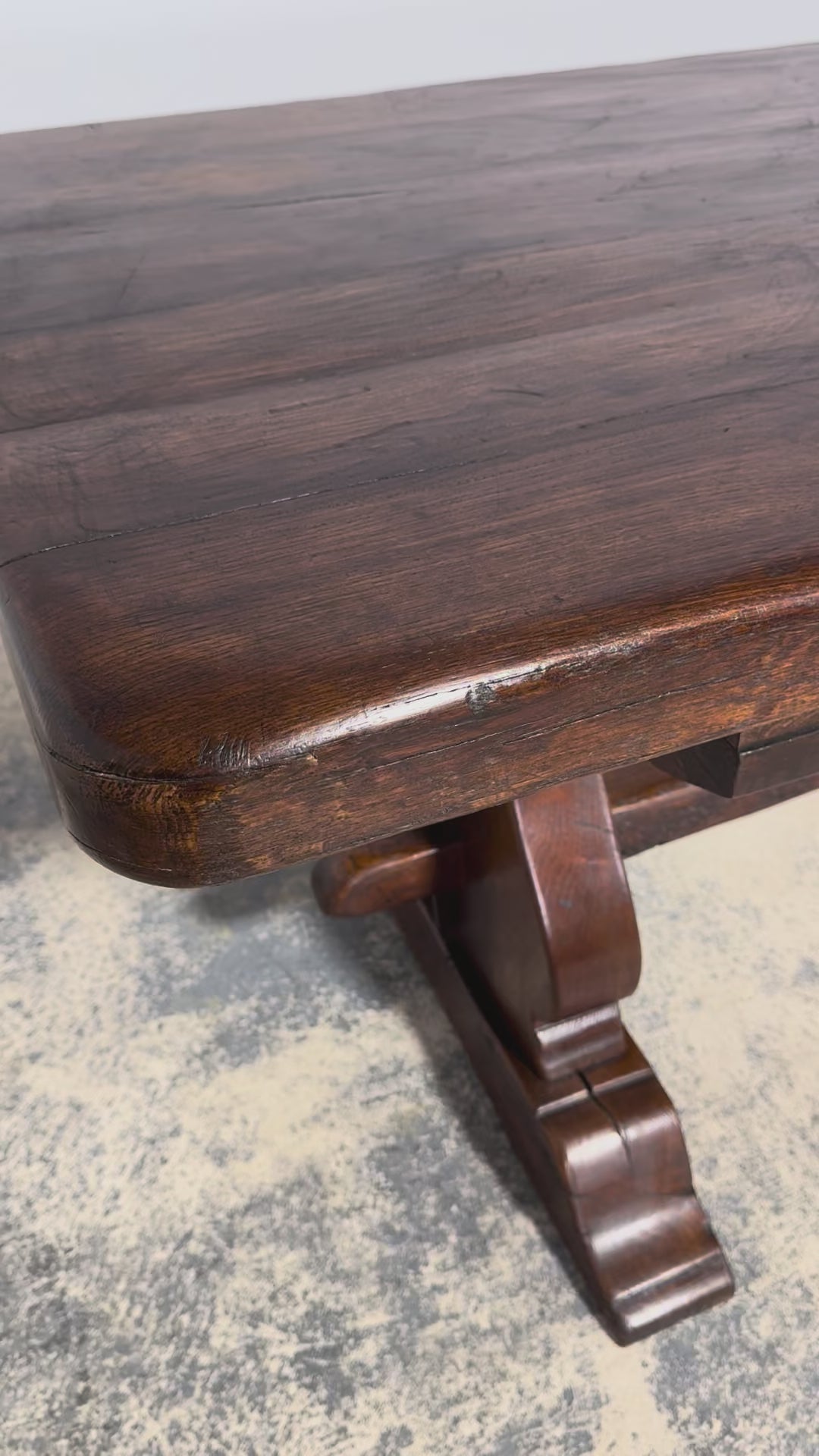 19th Century French Provincial Oak Farmhouse Trestle Dining Table