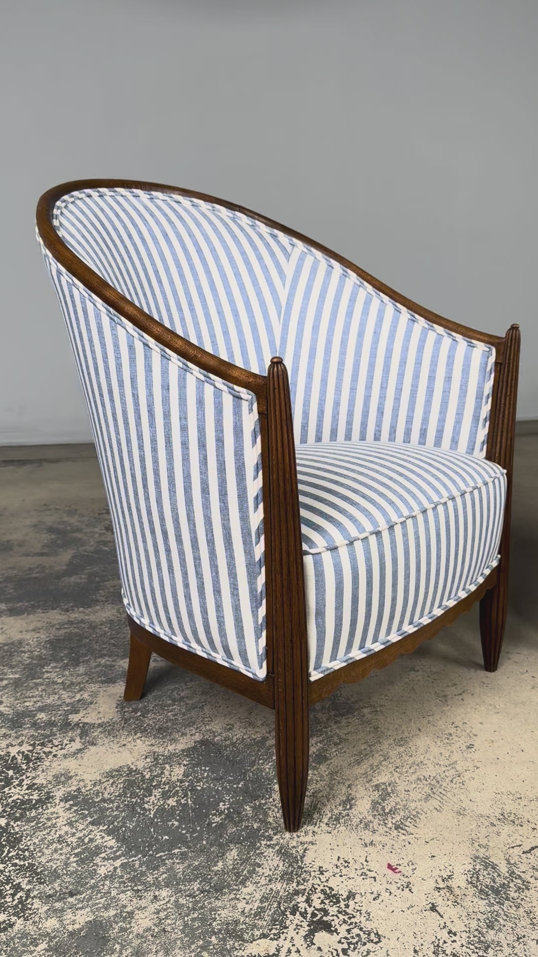 Pair of French Art Deco Maple Gondola Barrel Chairs, Provence, circa 1925