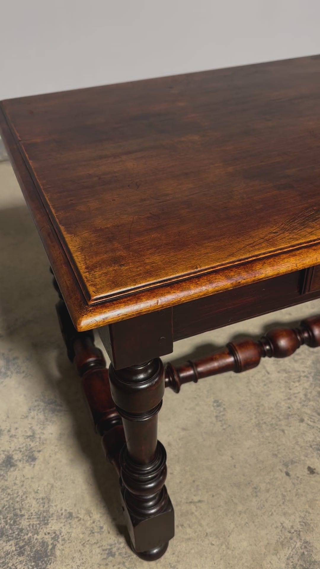 19th Century French Louis XIII Style Walnut Trestle Writing Desk