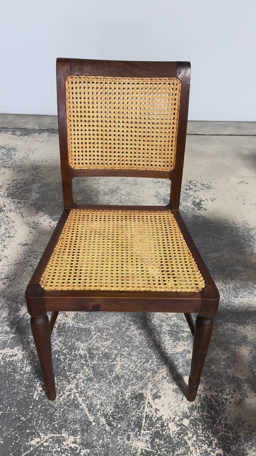 1940s French Provincial Walnut & Cane Dining Chairs, Set of 6