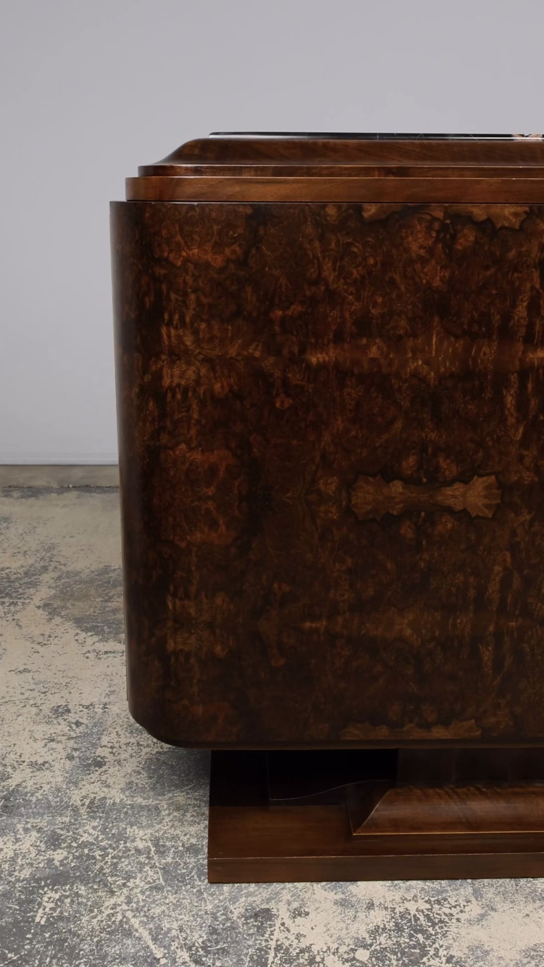 1940s Monumental Sideboard by A. Bicchierini, Burl Wood & Marble, Provence