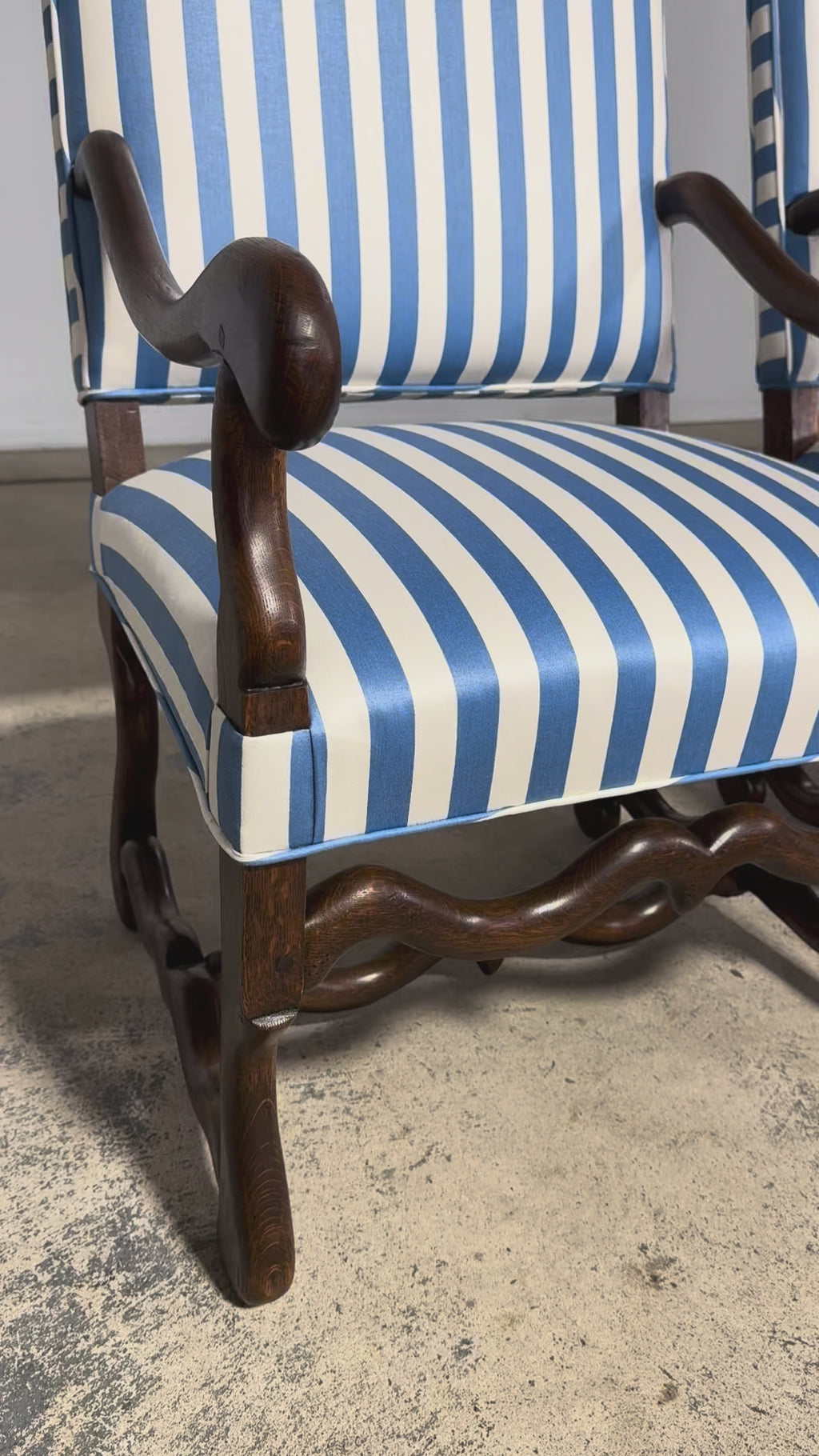 Pair of Late 19th Century French Louis XIII Style Oak Armchairs, Os de Mouton