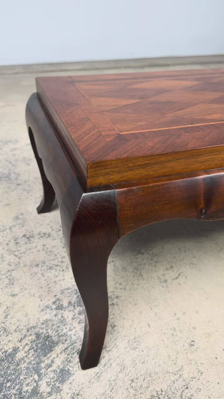 1940s French Art Deco Walnut Parquetry Coffee Table
