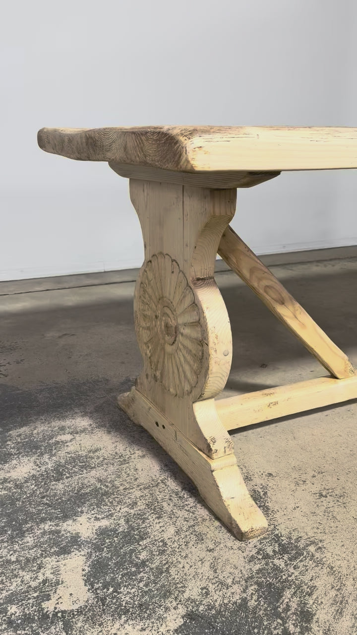 Late 19th Century French Provincial Bleached Pine Monastery Dining Table