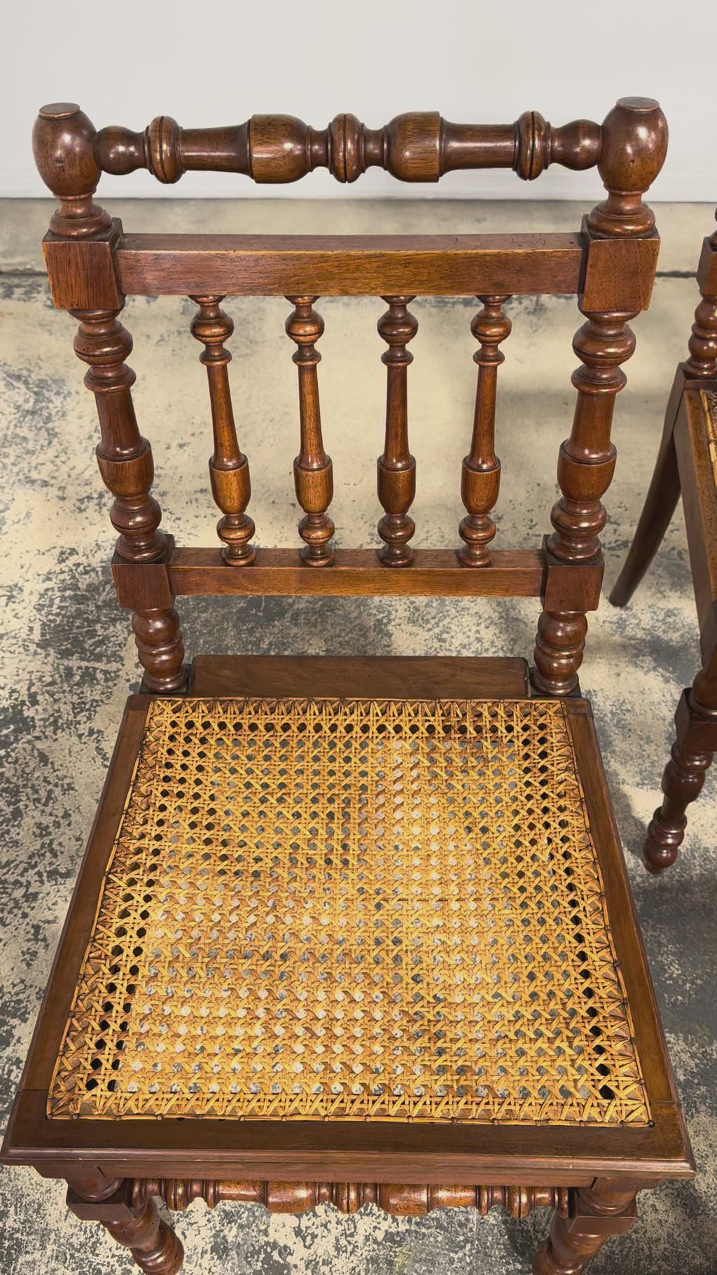 19th Century French Louis XIII Walnut Dining Chairs W/ Cane Seats - Set of 12