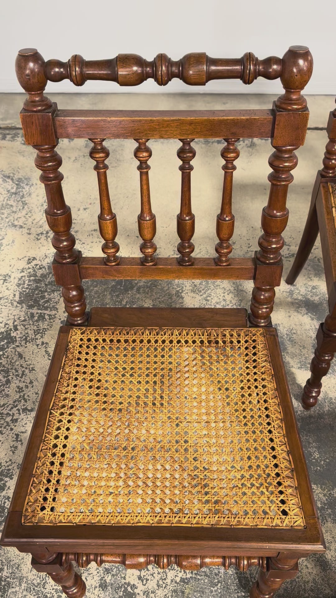 19th Century French Louis XIII Walnut Dining Chairs W/ Cane Seats - Set of 12