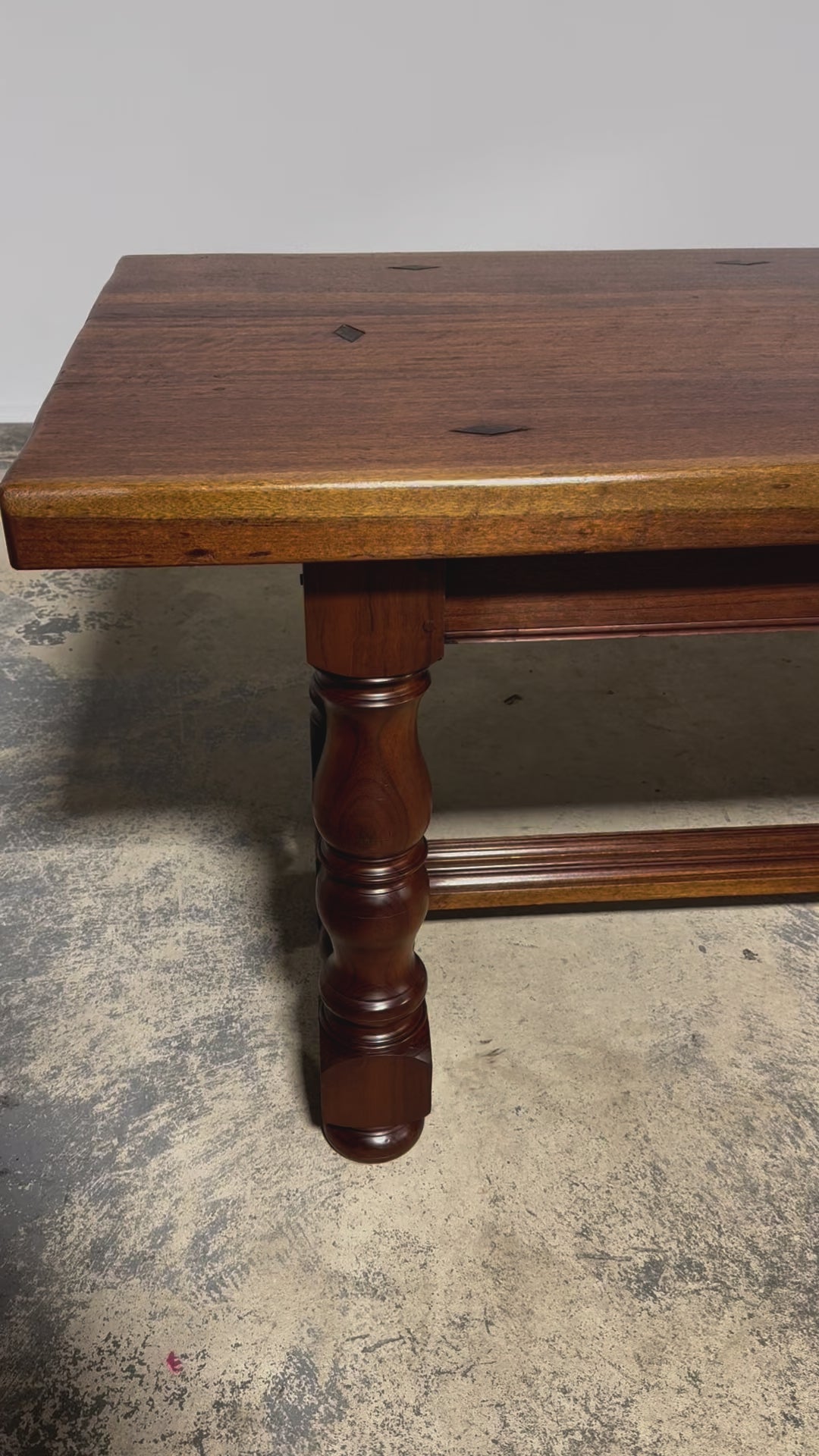 Country French Provincial Style Walnut Farmhouse Trestle Dining Table