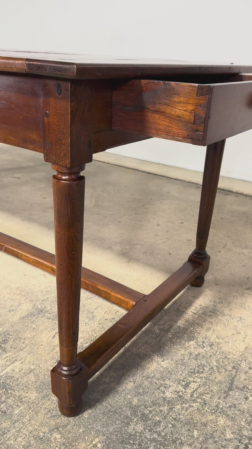 Mid-19th Century French Provincial Walnut Farmhouse Dining Table with Drawers, Provence